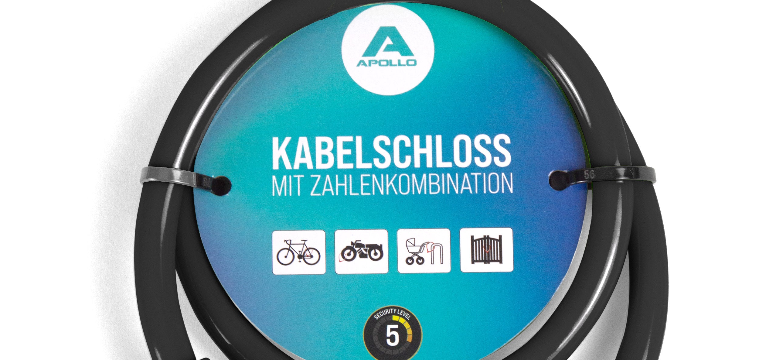 Apollo - Zapięcie rowerowe na kod dla dzieci, 10x650 mm, zamek na hulajnogę, zamek na szyfr - Czarny