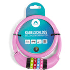 Apollo - Zapięcie rowerowe na kod dla dzieci, 10x650 mm, zamek na hulajnogę, zamek na szyfr - Różowy