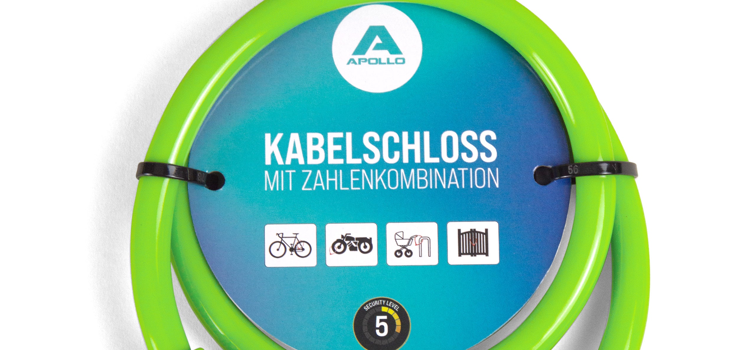 Apollo - Zapięcie rowerowe na kod dla dzieci, 10x650 mm, zamek na hulajnogę, zamek na szyfr - Zielony