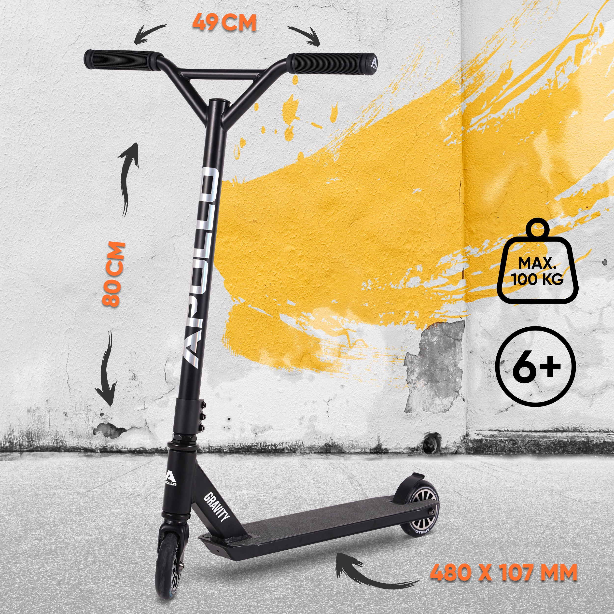 Apollo Funsport PL - Apollo Stunt Scooter Gravity - Zabawkowa hulajnoga dla dzieci i nastolatków - Czarny Zielony