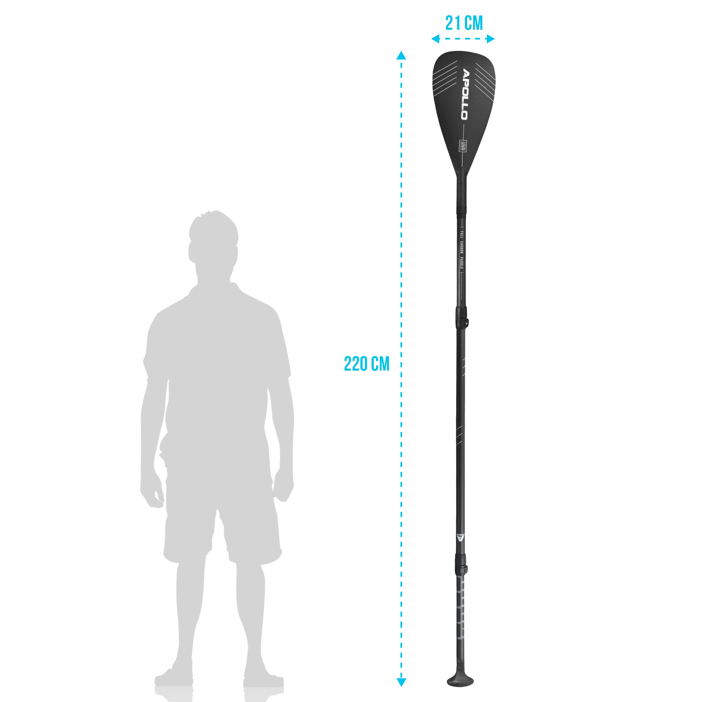 Apollo - Apollo Wiosło SUP – 3-częściowe wiosło do Stand-Up Paddle - Full Carbon Paddel