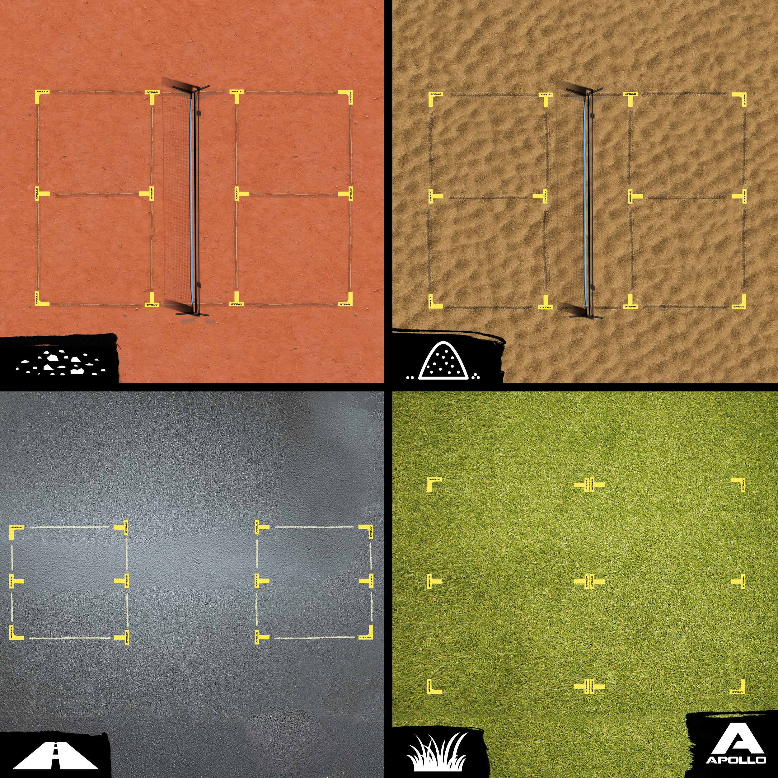 Apollo Funsport PL - Apollo Pickleball Court Marker Set – Zestaw do oznaczania podłogi All-in-One dla precyzji i wszechstronności -