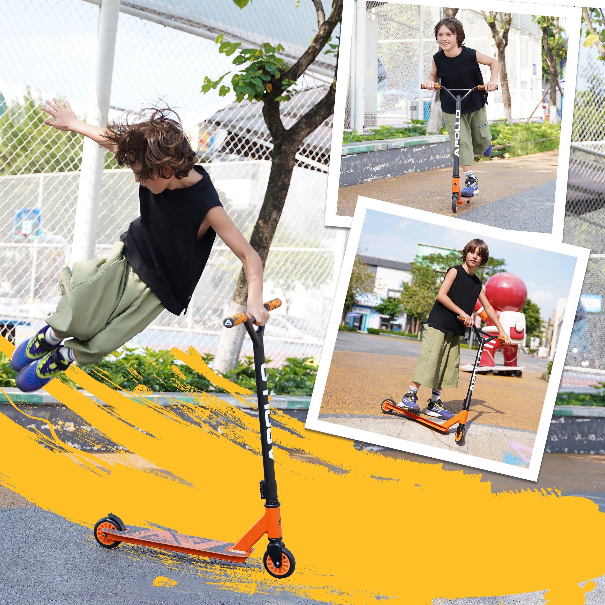 Apollo Funsport PL - Apollo Stunt Scooter Gravity - Zabawkowa hulajnoga dla dzieci i nastolatków - Pomarańczowy