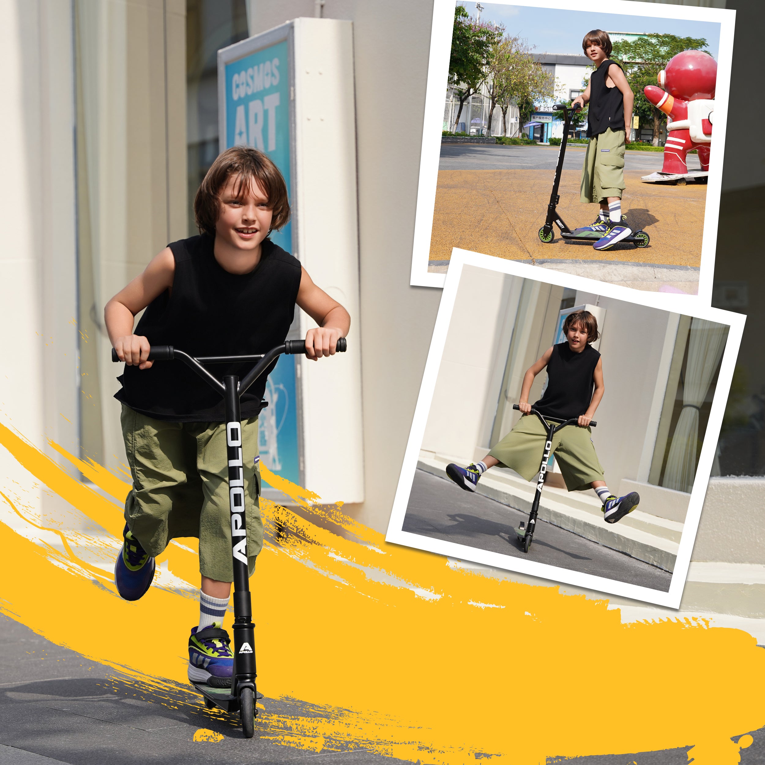 Apollo Funsport PL - Apollo Stunt Scooter Gravity - Zabawkowa hulajnoga dla dzieci i nastolatków - Błyszczący czarny