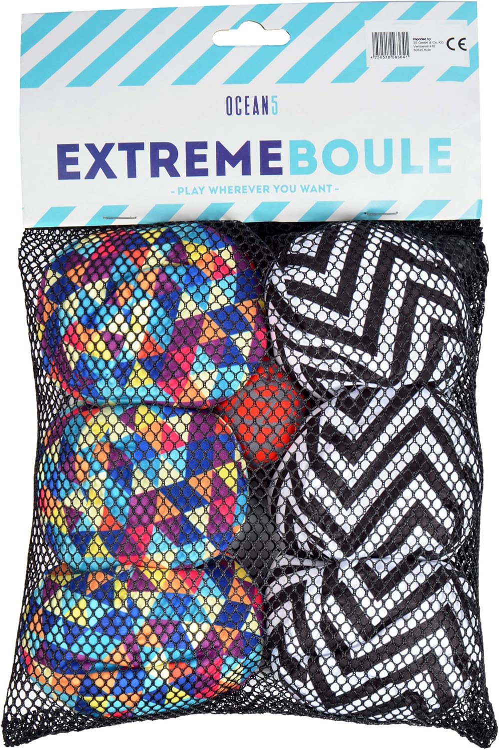 Apollo Funsport PL - Ocean 5 Extreme Boule – Zestaw miękkich bouli - Triangel ZicZac - Kolor: czarny biały
