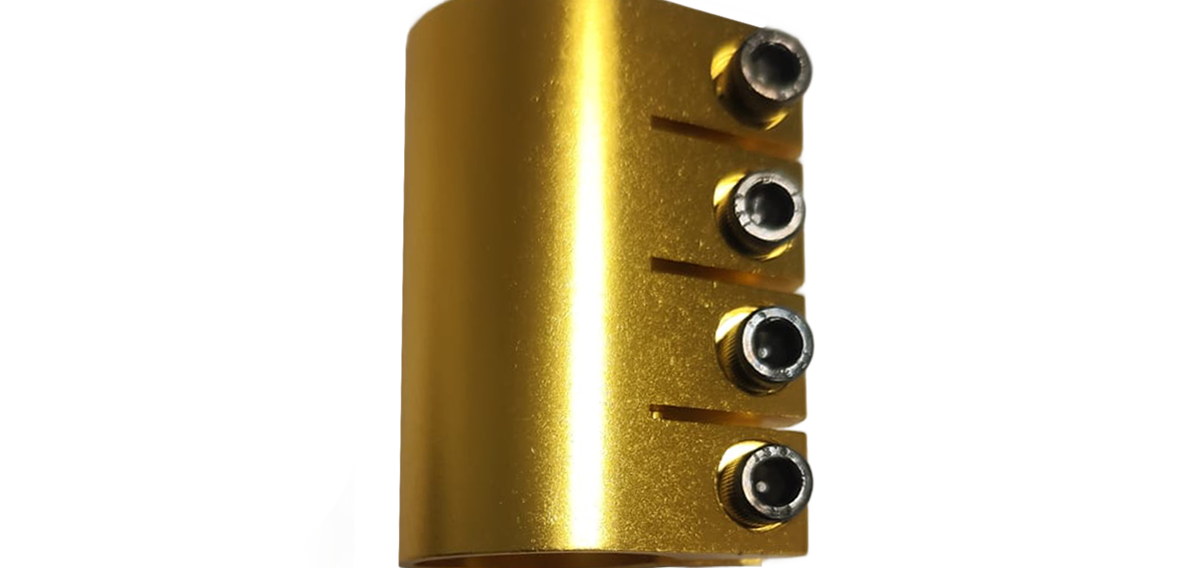 Apollo - CZĘŚĆ ZAMIENNA - Zacisk kierownicy do hulajnogi stunt / zacisk - 4 śruby - złoty ELOX -