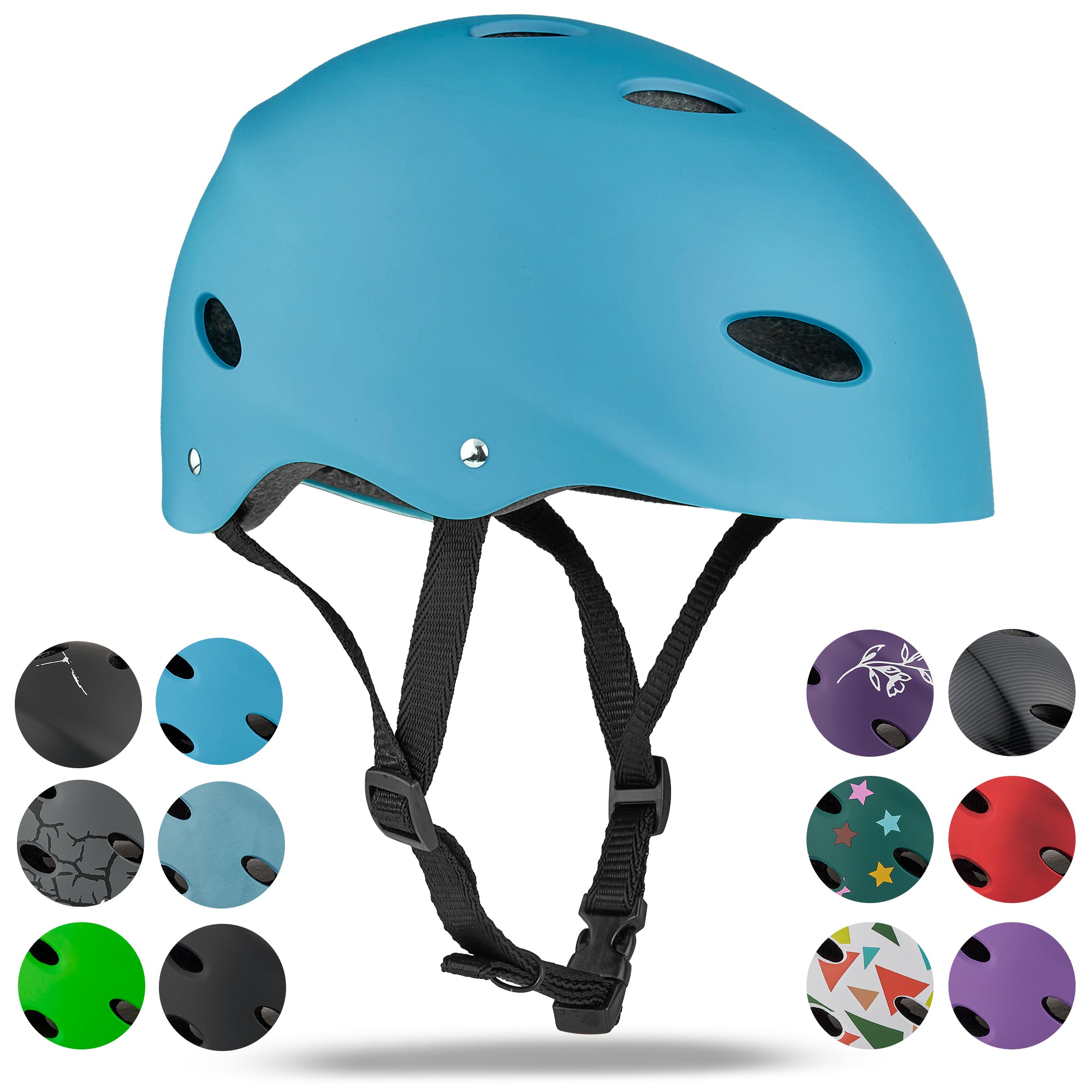 Apollo - Kask do jazdy na deskorolce, kask multi-sportowy dla mężczyzn, kobiet, dzieci, regulowany kask rowerowy dla dzieci - Light Blue (Uni)