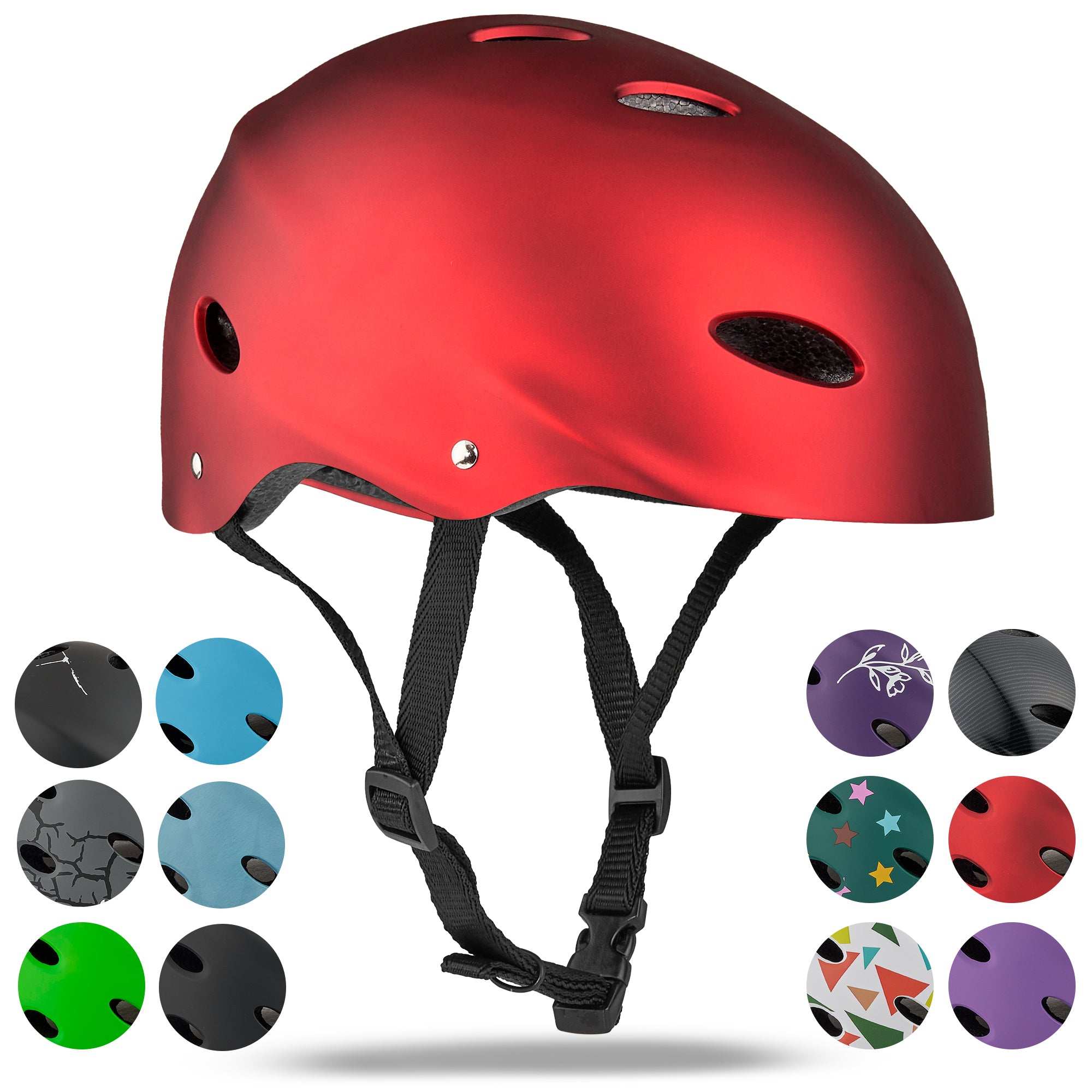 Apollo - Kask do jazdy na deskorolce, kask multi-sportowy dla mężczyzn, kobiet, dzieci, regulowany kask rowerowy dla dzieci - Liquid Red