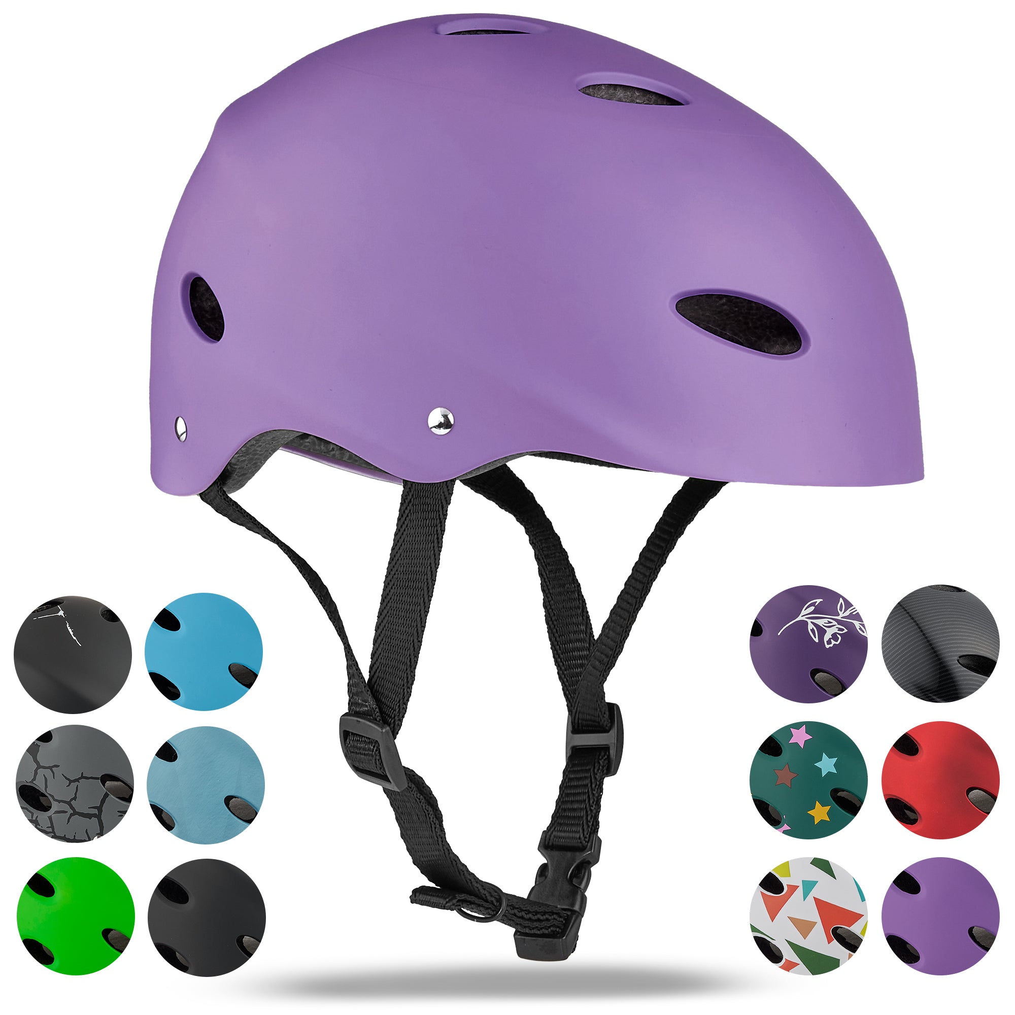 Apollo - Kask do jazdy na deskorolce, kask multi-sportowy dla mężczyzn, kobiet, dzieci, regulowany kask rowerowy dla dzieci - S M (48 - 55 cm) | regulowany Violett (Uni)