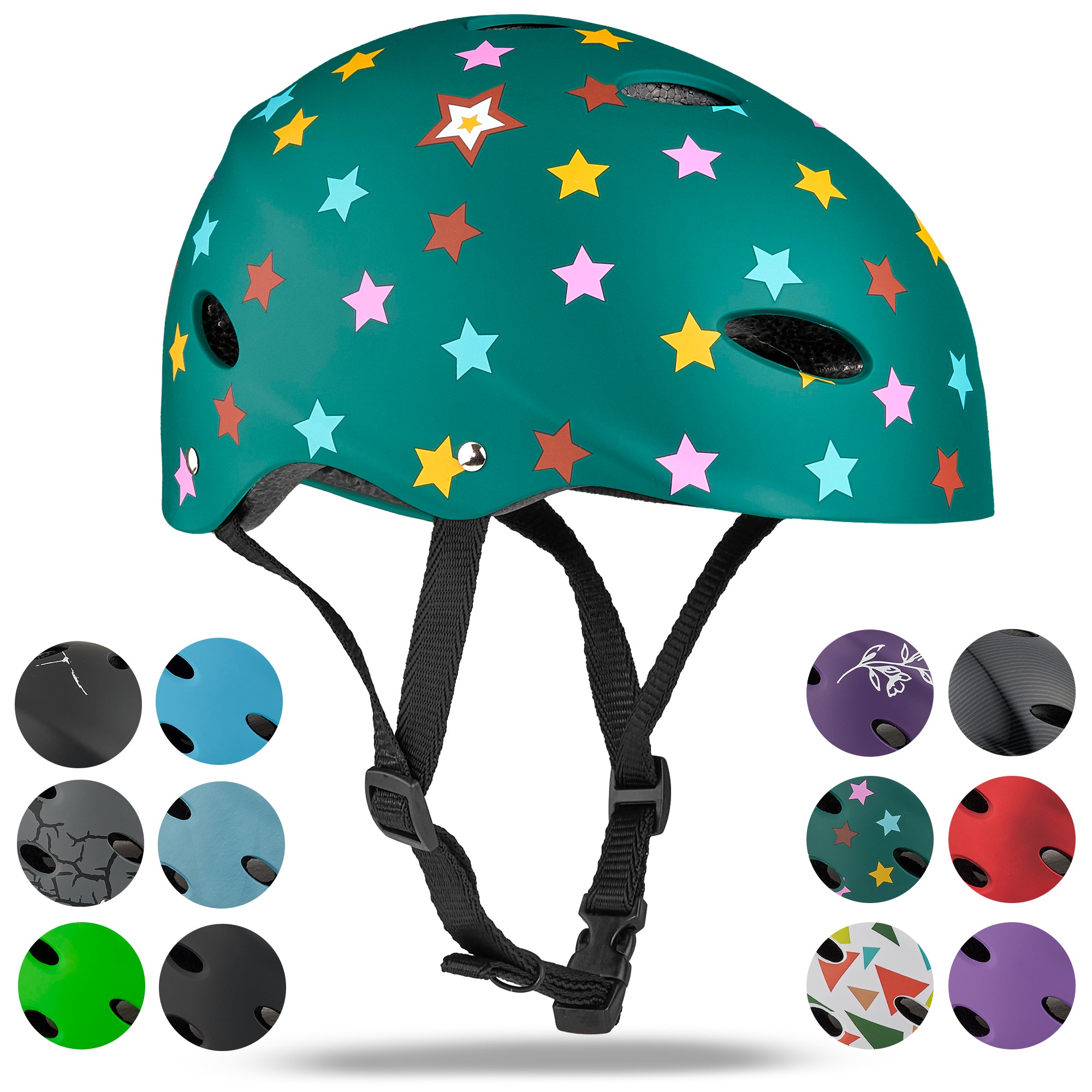 Apollo - Kask do jazdy na deskorolce, kask multi-sportowy dla mężczyzn, kobiet, dzieci, regulowany kask rowerowy dla dzieci - Stars