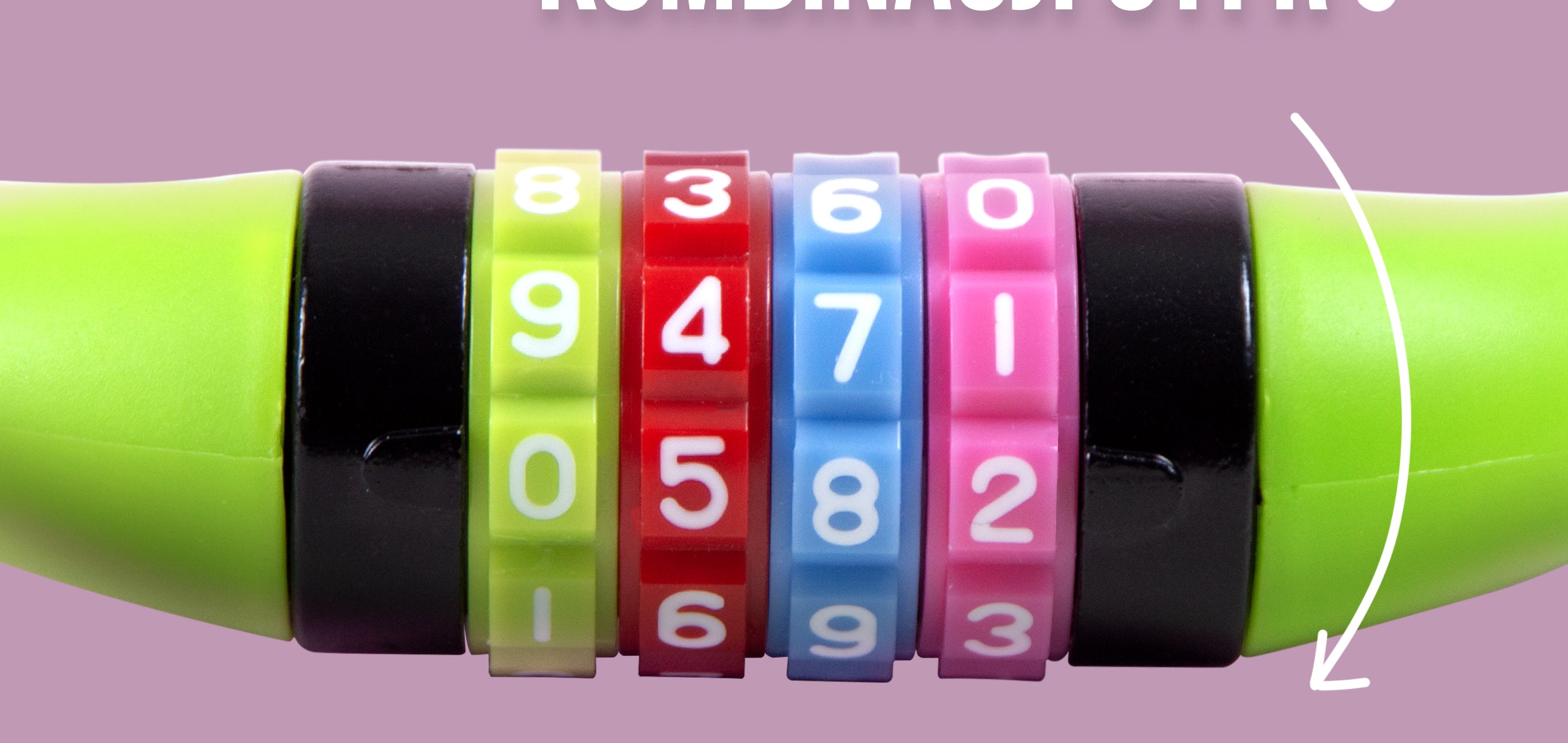 Apollo - Zapięcie rowerowe na kod dla dzieci, 10x650 mm, zamek na hulajnogę, zamek na szyfr - Zielony