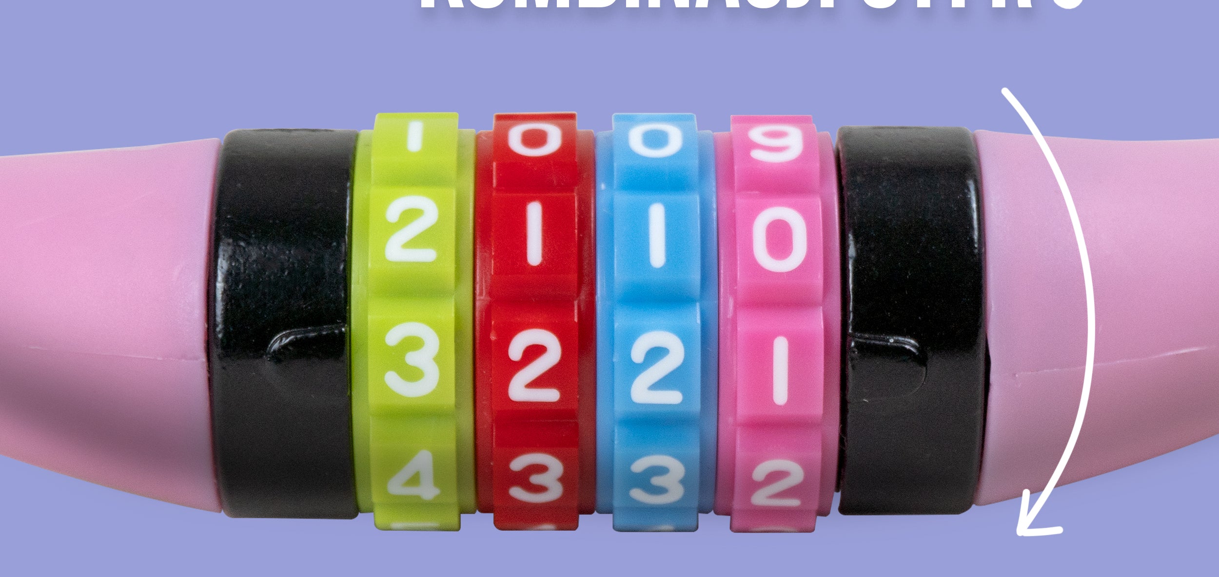 Apollo - Zapięcie rowerowe na kod dla dzieci, 10x650 mm, zamek na hulajnogę, zamek na szyfr - Różowy