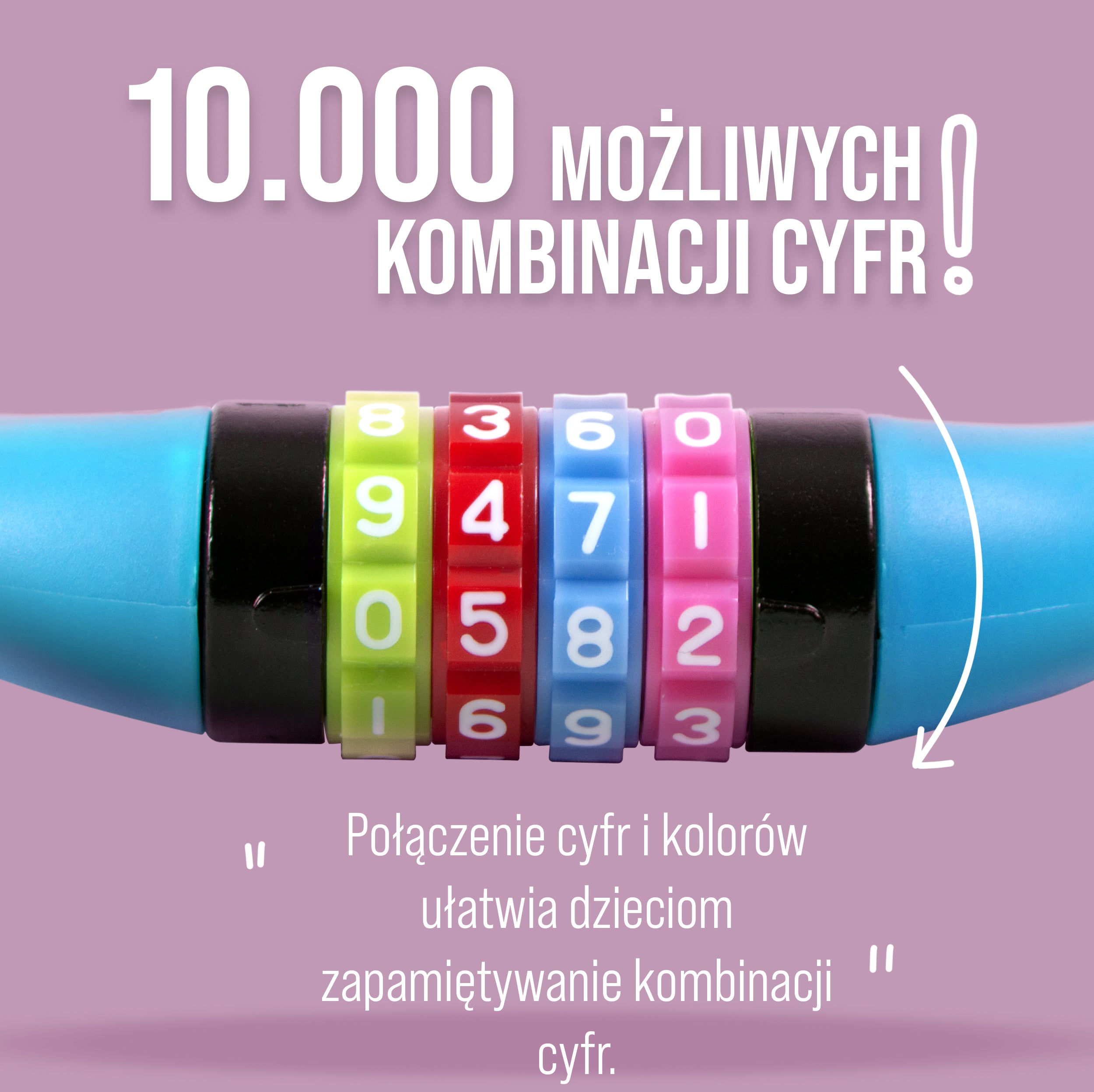 Apollo - Zapięcie rowerowe na kod dla dzieci, 10x650 mm, zamek na hulajnogę, zamek na szyfr - Niebieski