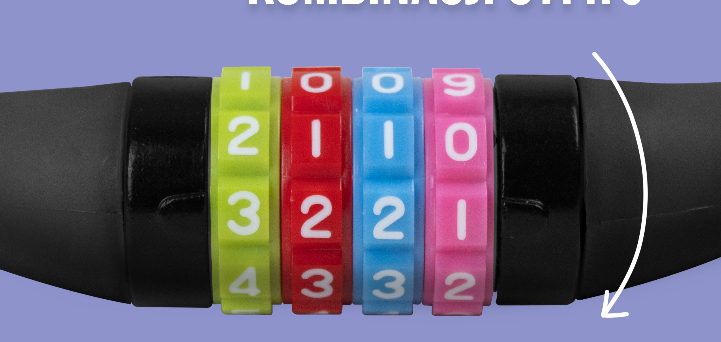 Apollo - Zapięcie rowerowe na kod dla dzieci, 10x650 mm, zamek na hulajnogę, zamek na szyfr - Czarny