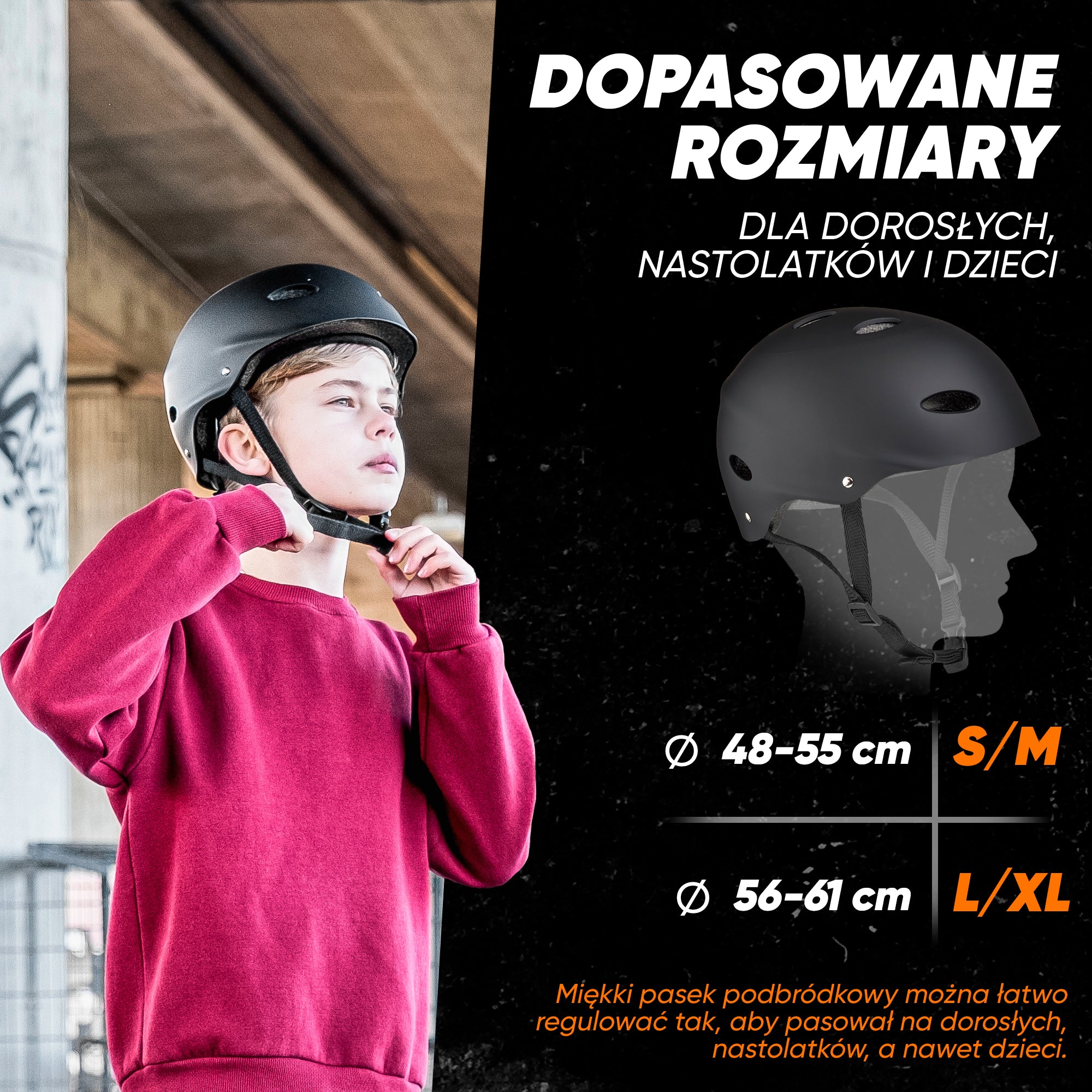 Apollo - Kask do jazdy na deskorolce, kask multi-sportowy dla mężczyzn, kobiet, dzieci, regulowany kask rowerowy dla dzieci - Black