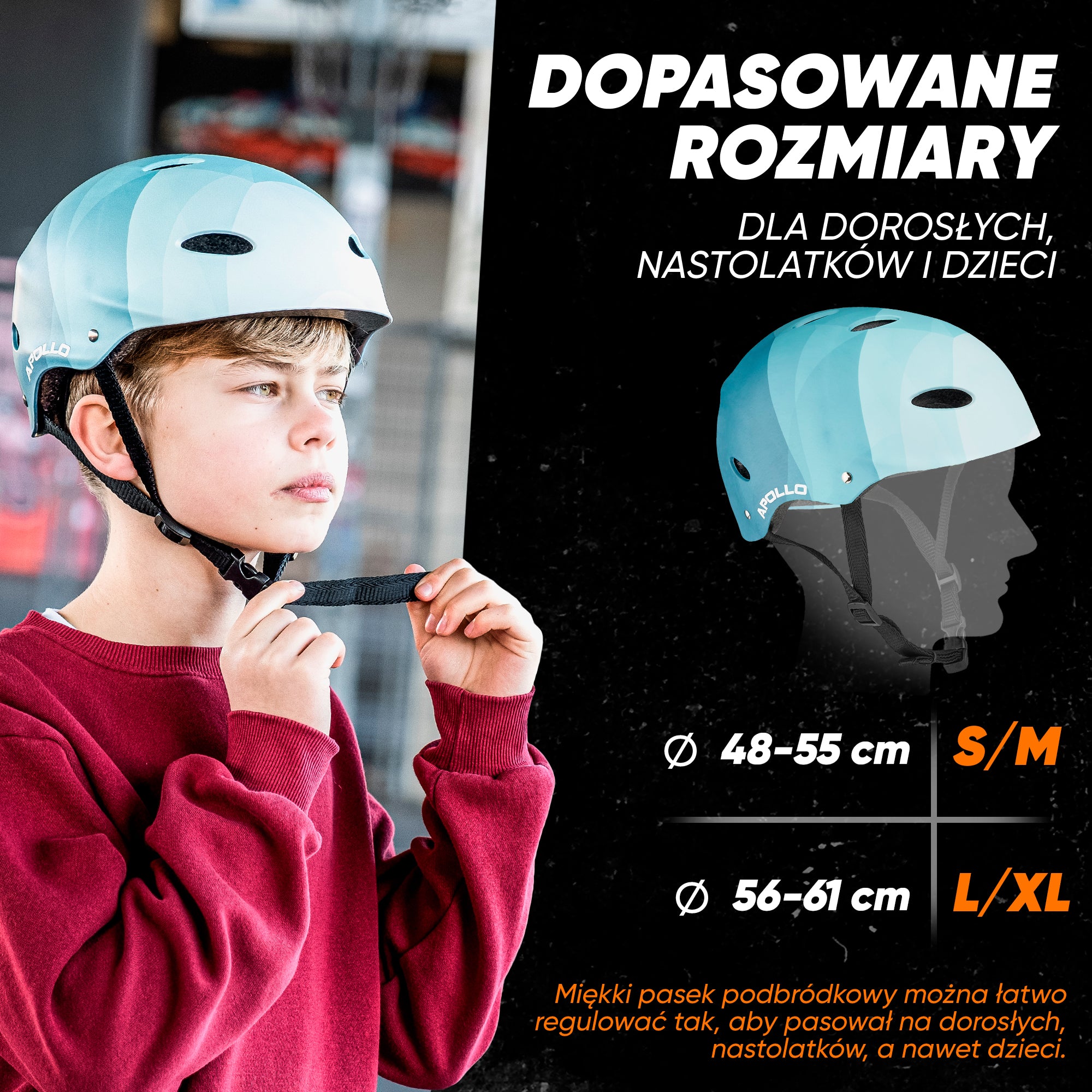 Apollo - Kask do jazdy na deskorolce, kask multi-sportowy dla mężczyzn, kobiet, dzieci, regulowany kask rowerowy dla dzieci - Blue Wave