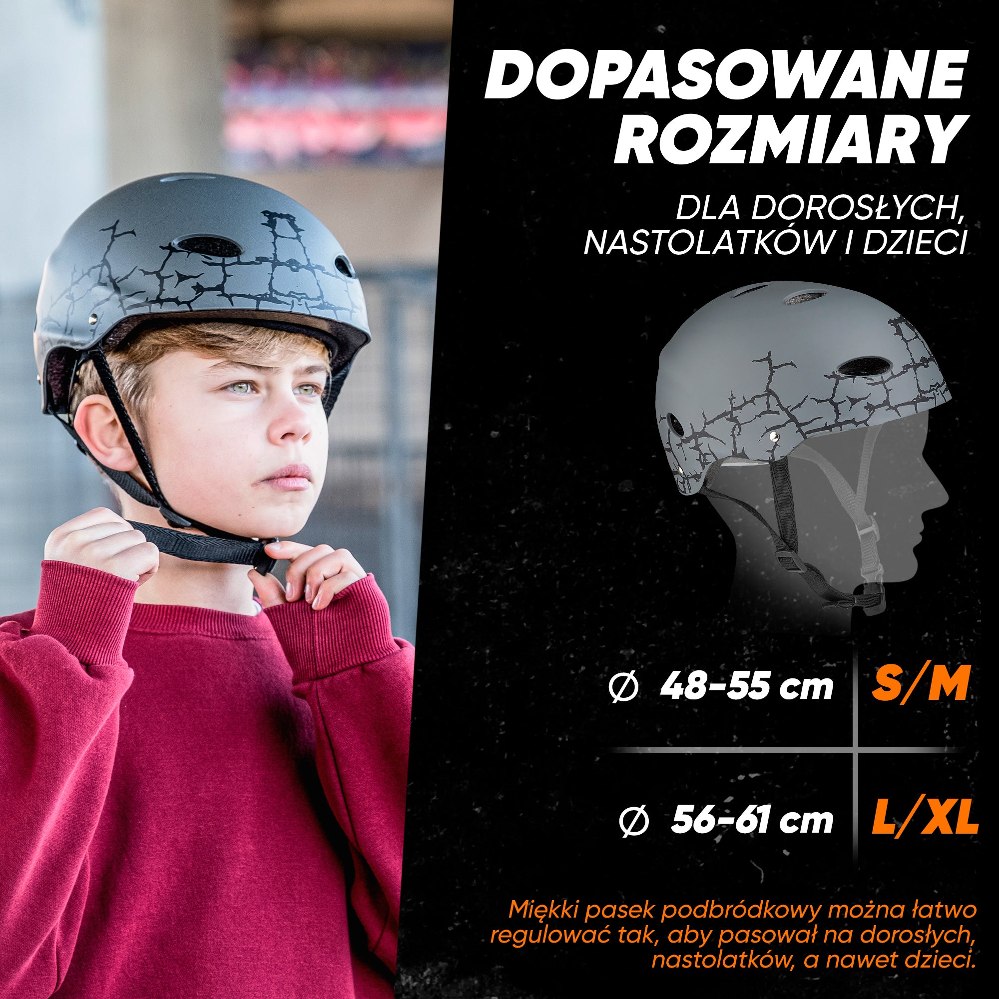 Apollo - Kask do jazdy na deskorolce, kask multi-sportowy dla mężczyzn, kobiet, dzieci, regulowany kask rowerowy dla dzieci - Cracked