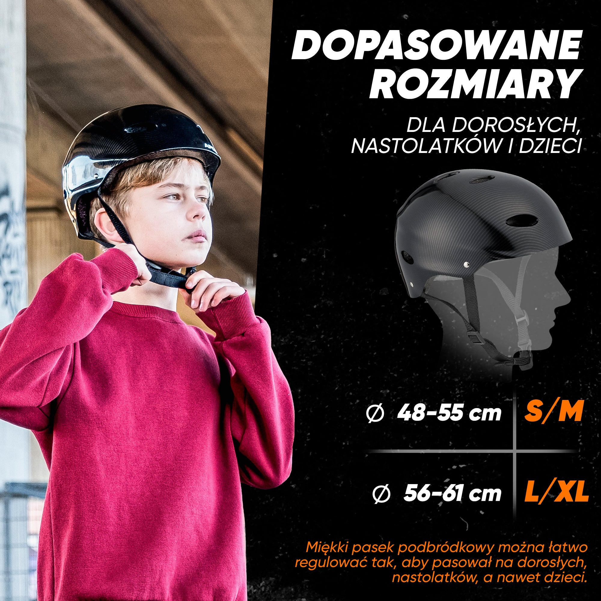 Apollo - Kask do jazdy na deskorolce, kask multi-sportowy dla mężczyzn, kobiet, dzieci, regulowany kask rowerowy dla dzieci - Dark Carbon