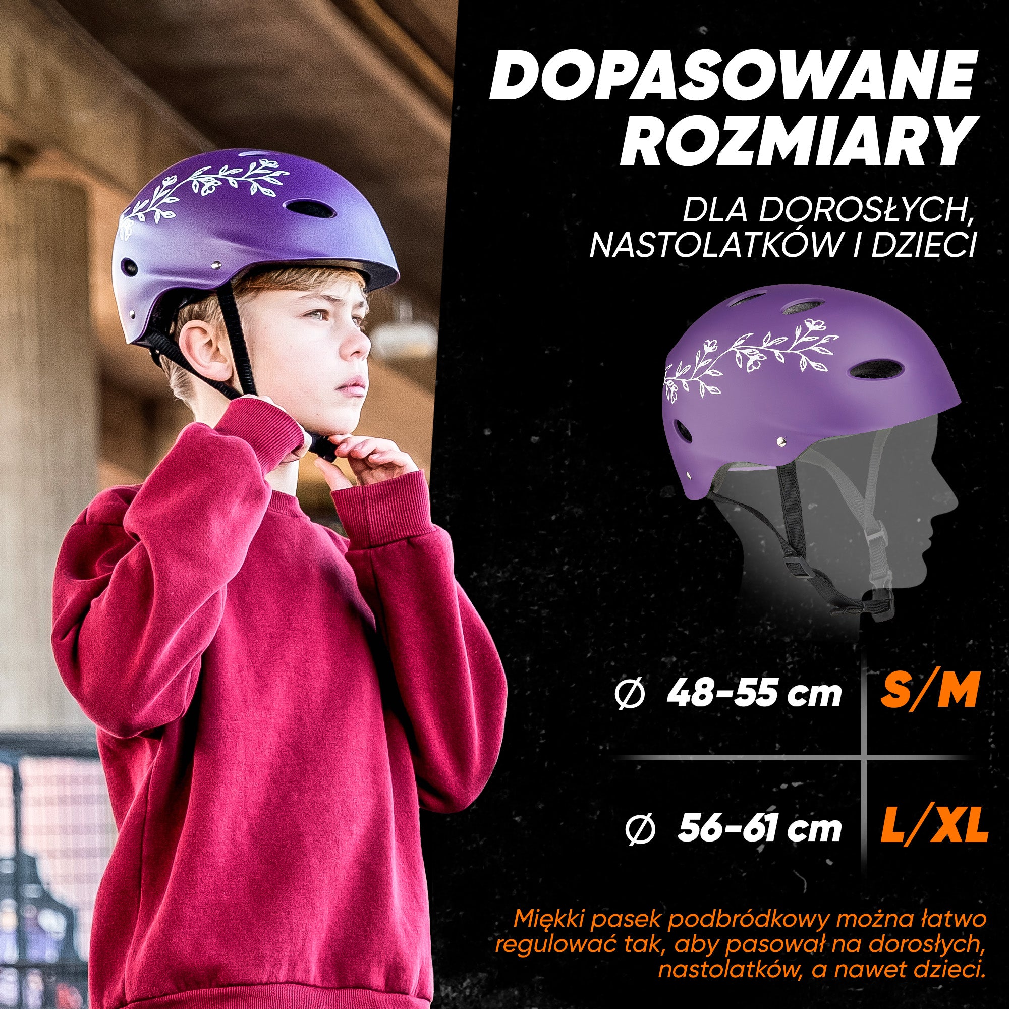 Apollo - Kask do jazdy na deskorolce, kask multi-sportowy dla mężczyzn, kobiet, dzieci, regulowany kask rowerowy dla dzieci - L XL (56 - 61 cm) | regulowany Purple Flower