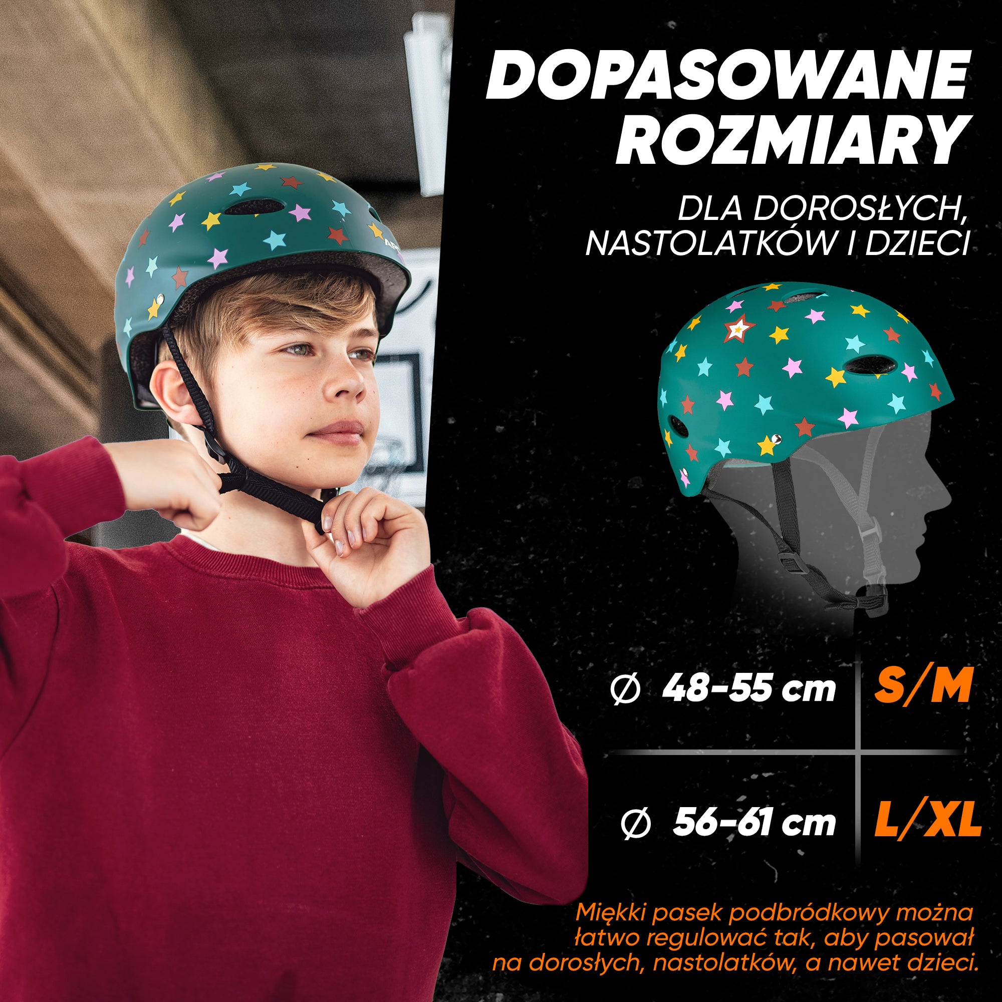 Apollo - Kask do jazdy na deskorolce, kask multi-sportowy dla mężczyzn, kobiet, dzieci, regulowany kask rowerowy dla dzieci - Stars