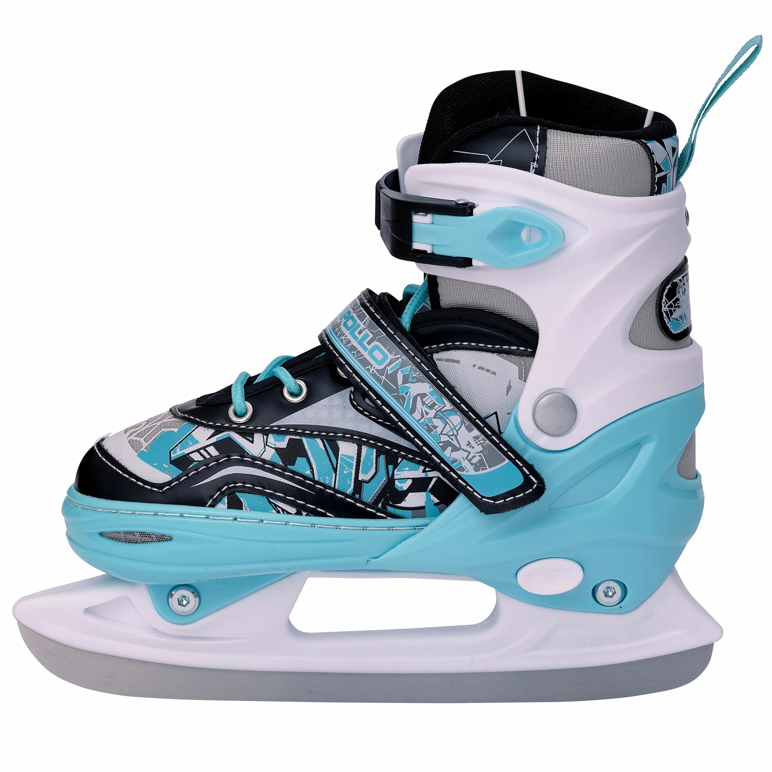 Apollo - Ice Skates X Pro regulowane łyżwy dla kobiet i dzieci - mięta/czarny - L (39-42)