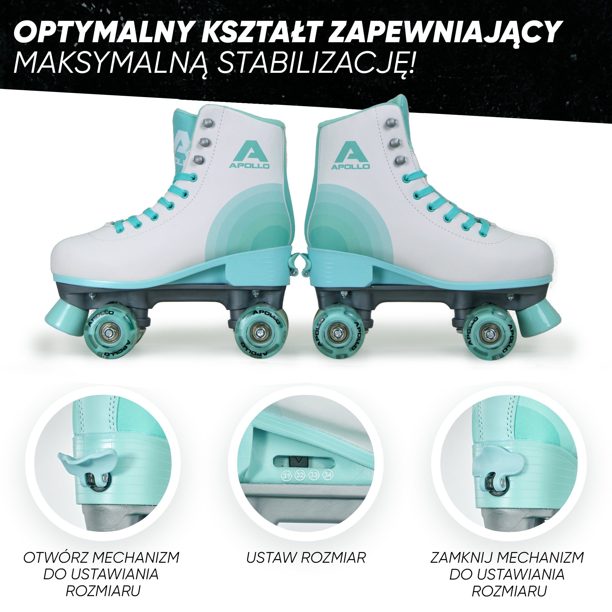 Apollo Funsport PL - Classic Roller wrotki dla dzieci i dorosłych - Disco Time LED - L (39-42)