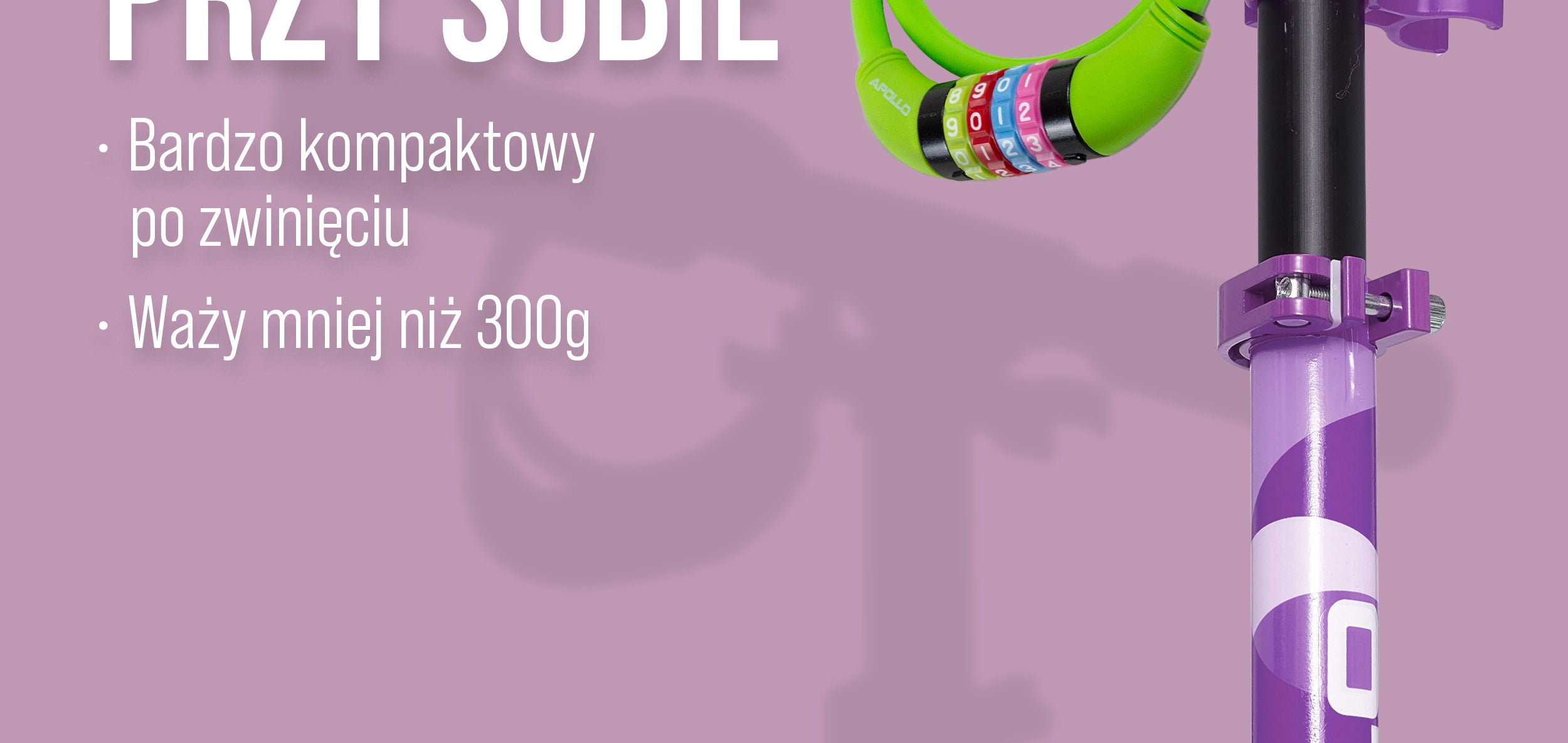 Apollo - Zapięcie rowerowe na kod dla dzieci, 10x650 mm, zamek na hulajnogę, zamek na szyfr - Zielony