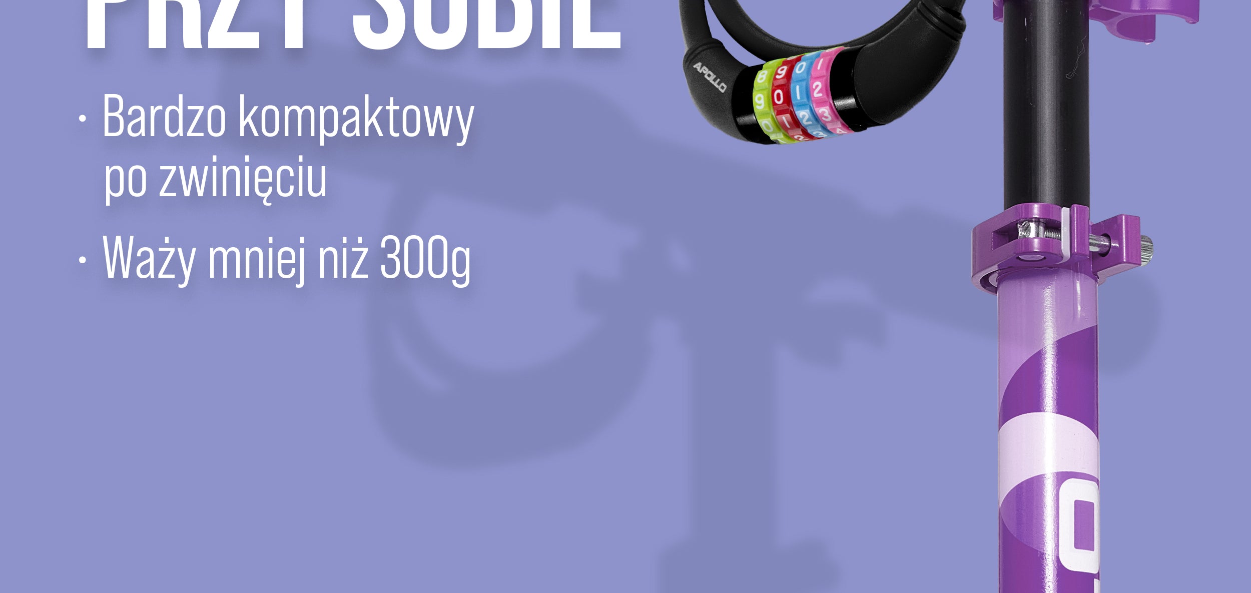 Apollo - Zapięcie rowerowe na kod dla dzieci, 10x650 mm, zamek na hulajnogę, zamek na szyfr - Czarny