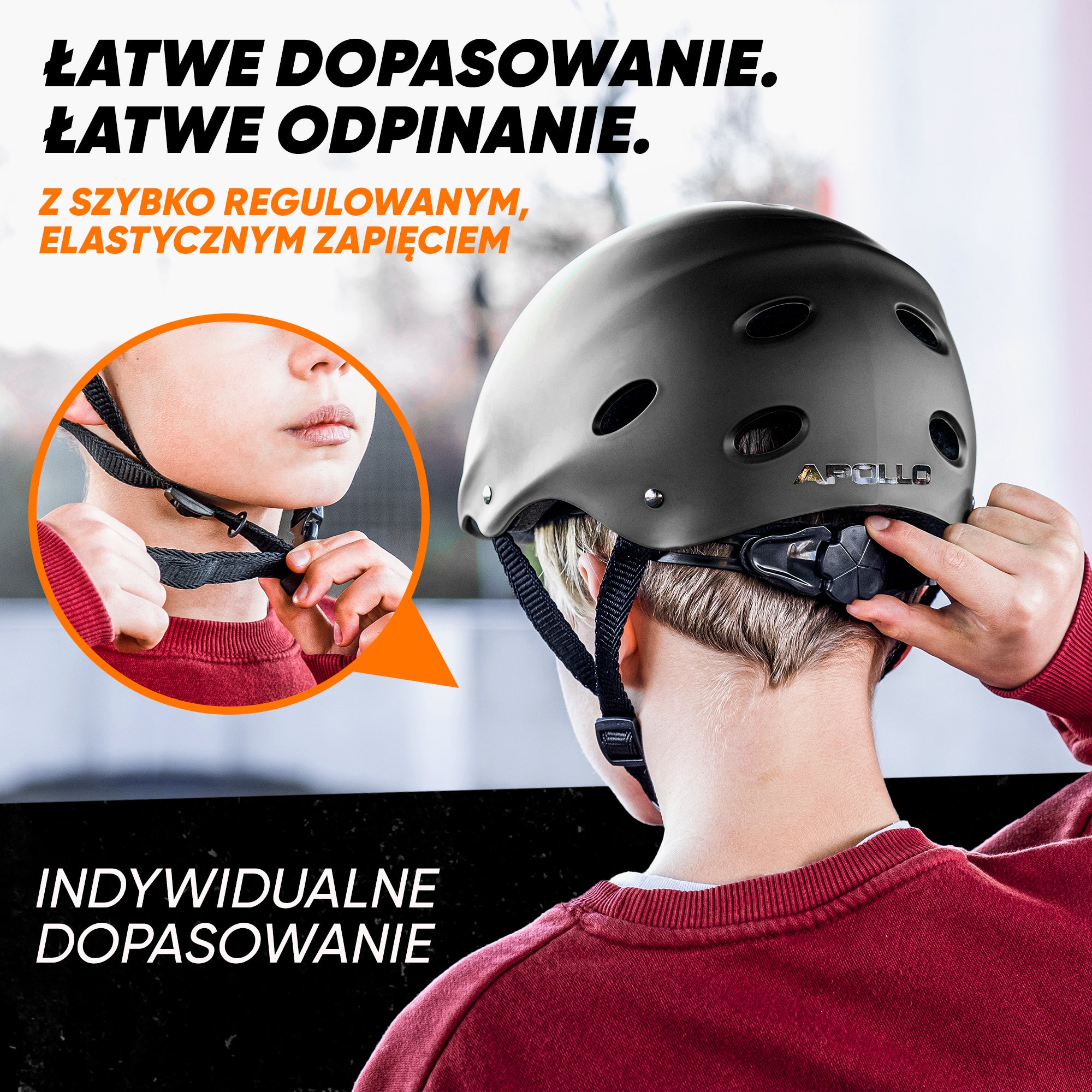 Apollo - Kask do jazdy na deskorolce, kask multi-sportowy dla mężczyzn, kobiet, dzieci, regulowany kask rowerowy dla dzieci - Black