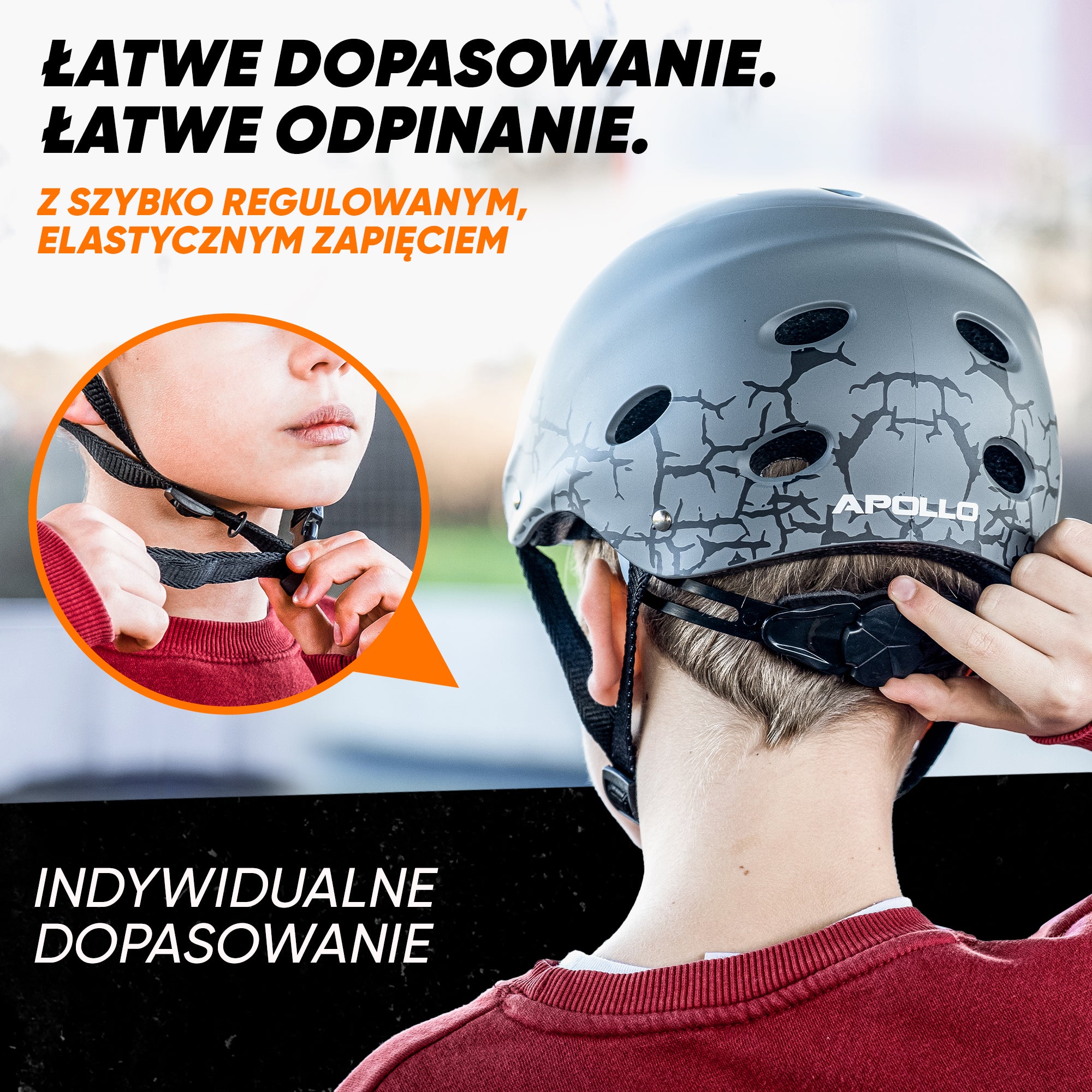 Apollo - Kask do jazdy na deskorolce, kask multi-sportowy dla mężczyzn, kobiet, dzieci, regulowany kask rowerowy dla dzieci - Cracked
