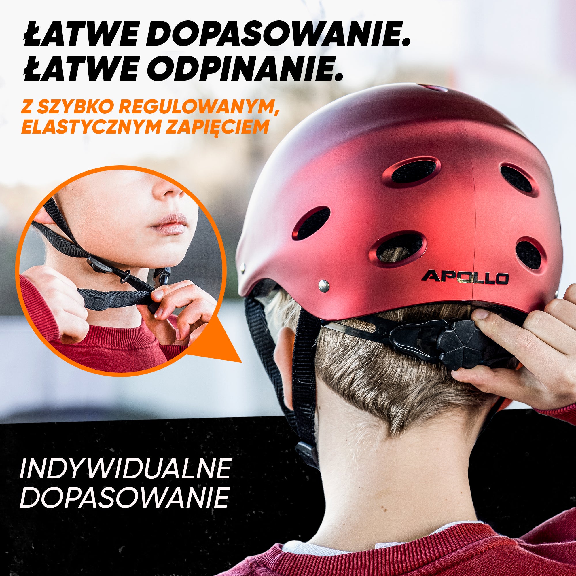 Apollo - Kask do jazdy na deskorolce, kask multi-sportowy dla mężczyzn, kobiet, dzieci, regulowany kask rowerowy dla dzieci - Liquid Red