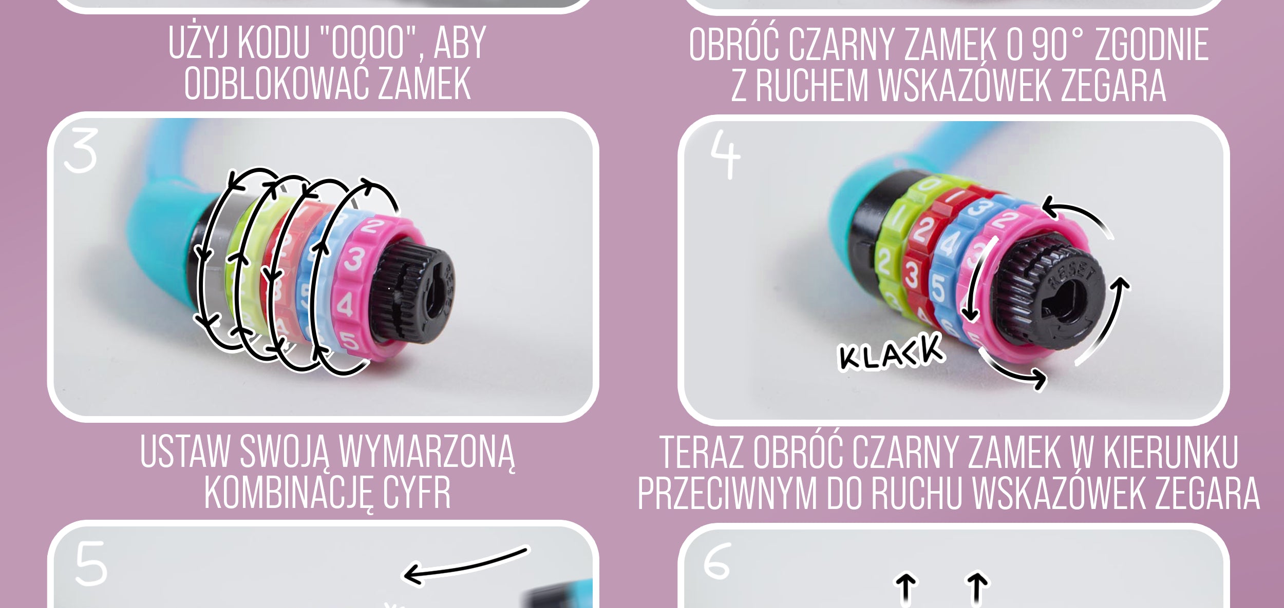 Apollo - Zapięcie rowerowe na kod dla dzieci, 10x650 mm, zamek na hulajnogę, zamek na szyfr - Niebieski