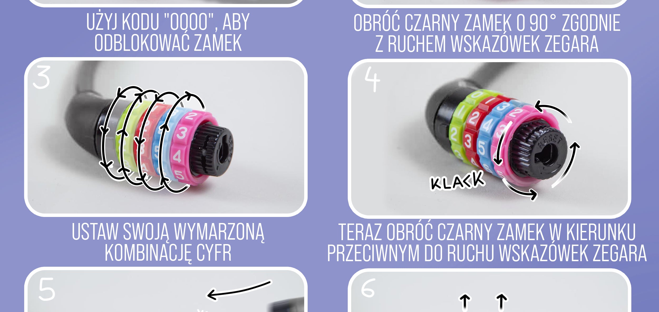 Apollo - Zapięcie rowerowe na kod dla dzieci, 10x650 mm, zamek na hulajnogę, zamek na szyfr - Czarny