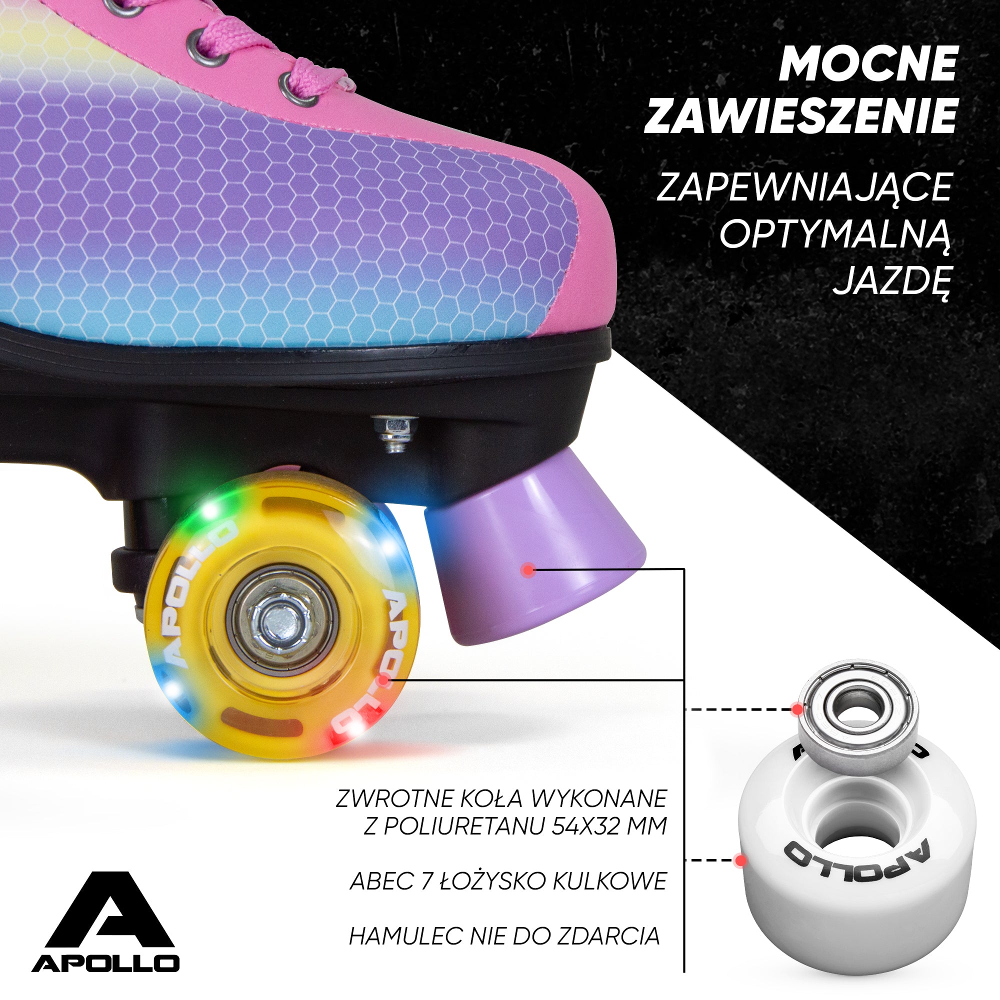 Apollo - Classic Roller wrotki dla dzieci i dorosłych - Dancing Queen LED - L (39-42)