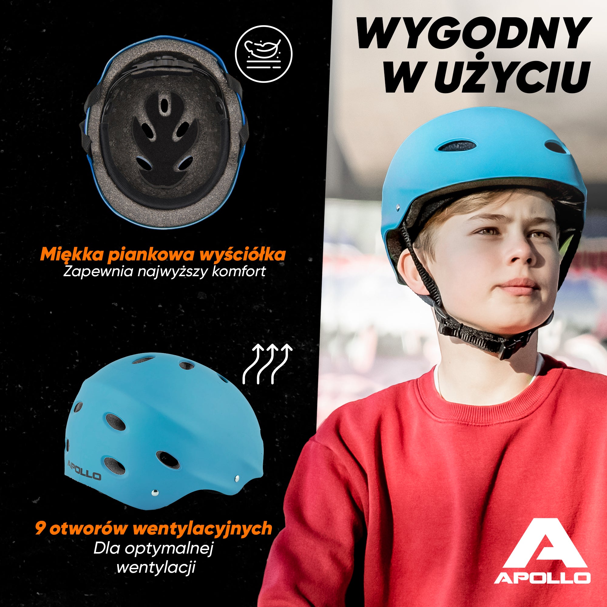 Apollo - Kask do jazdy na deskorolce, kask multi-sportowy dla mężczyzn, kobiet, dzieci, regulowany kask rowerowy dla dzieci - Light Blue (Uni)