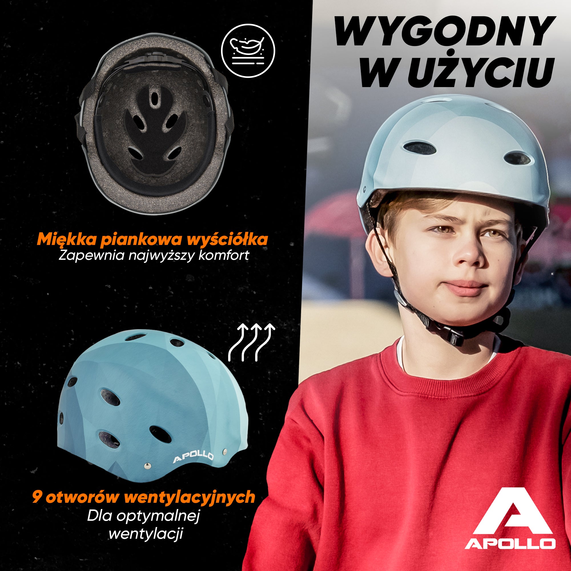 Apollo - Kask do jazdy na deskorolce, kask multi-sportowy dla mężczyzn, kobiet, dzieci, regulowany kask rowerowy dla dzieci - Blue Wave