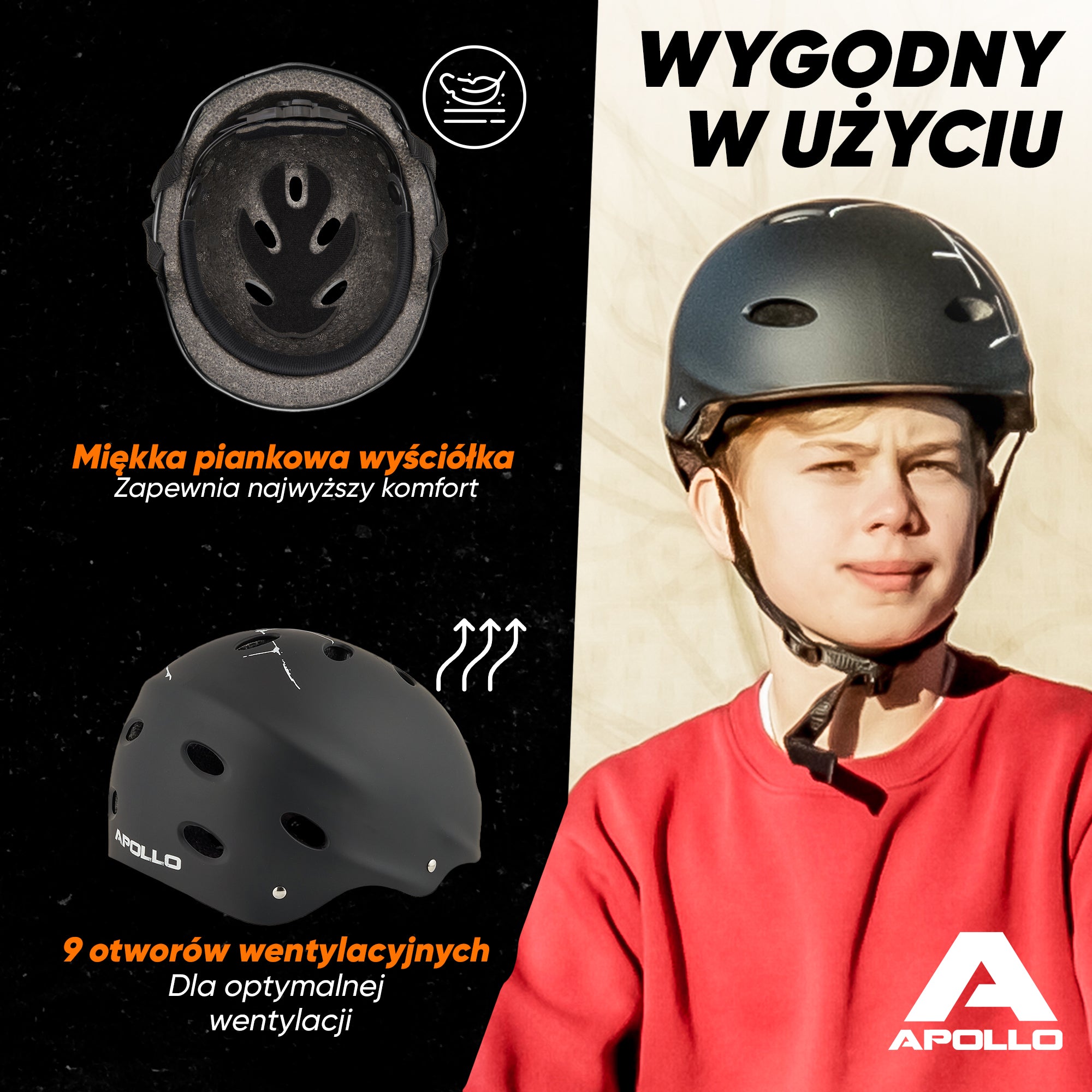 Apollo - Kask do jazdy na deskorolce, kask multi-sportowy dla mężczyzn, kobiet, dzieci, regulowany kask rowerowy dla dzieci - Broken