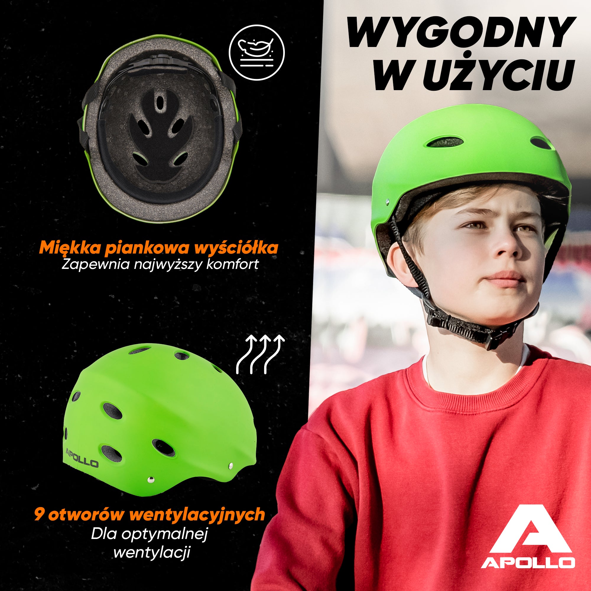 Apollo - Kask do jazdy na deskorolce, kask multi-sportowy dla mężczyzn, kobiet, dzieci, regulowany kask rowerowy dla dzieci - Green (Uni)