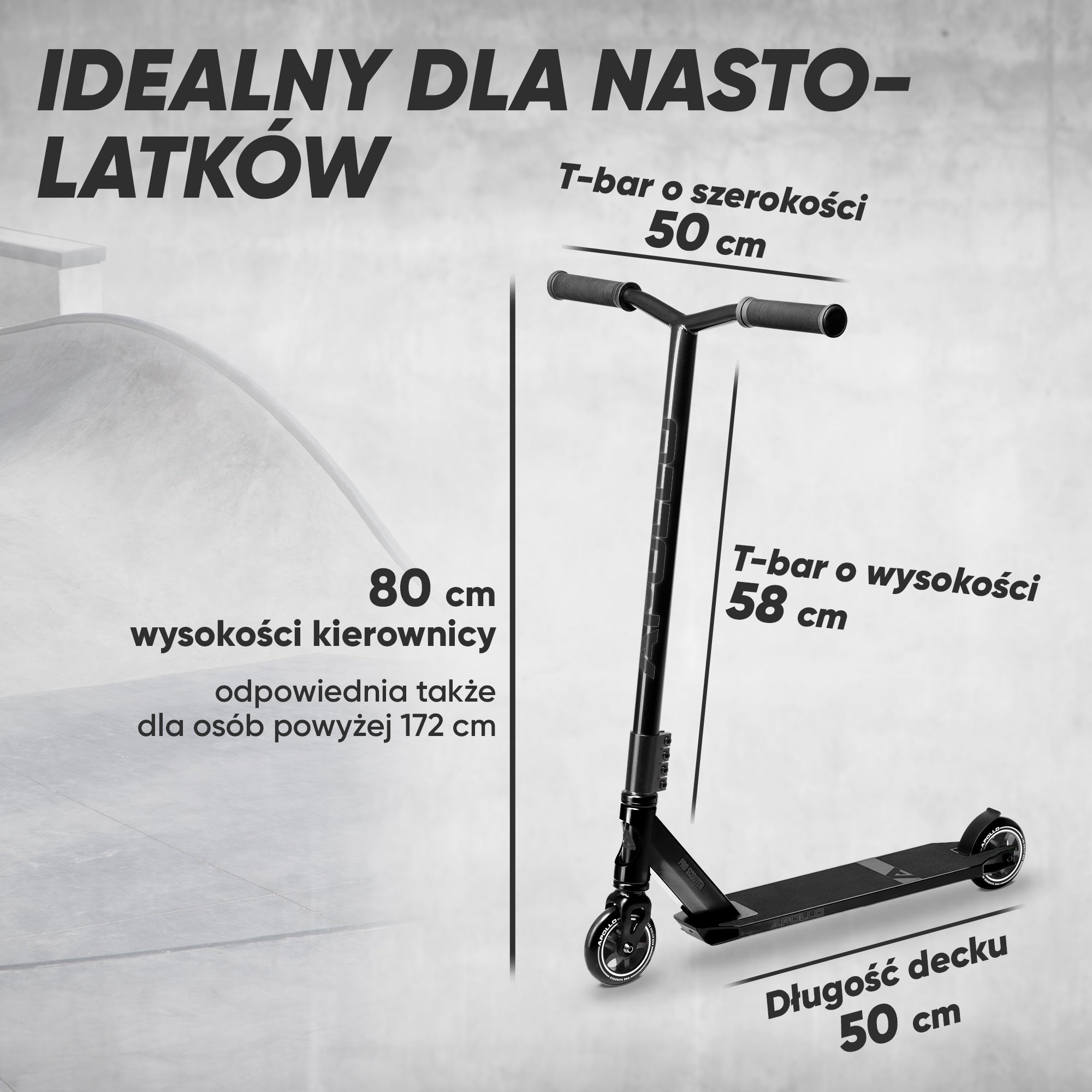 Apollo - Hulajnoga stunt "Star Pro" wysokiej jakości anodowana profesjonalna hulajnoga stunt - Czarny