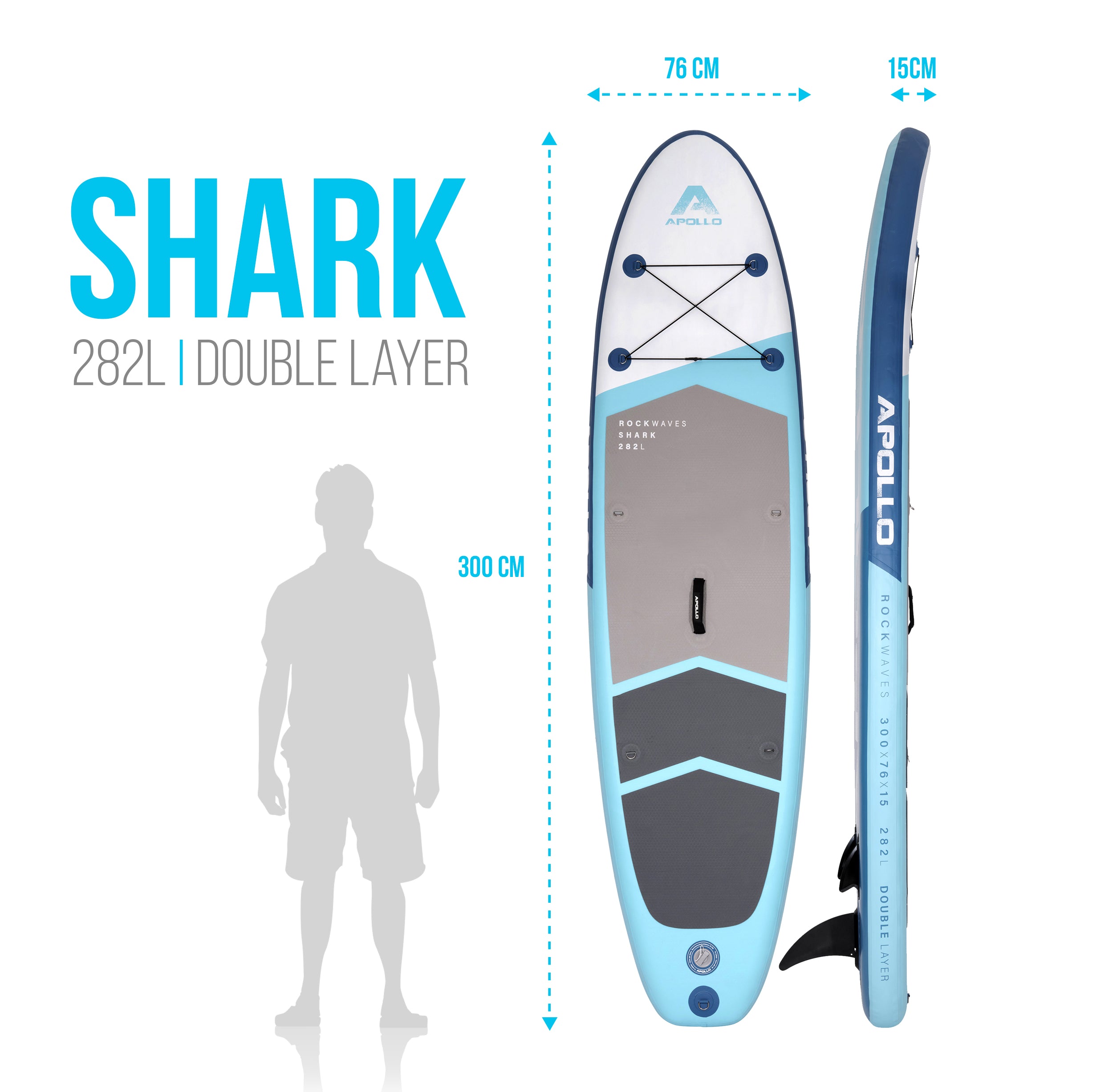 Apollo - SUP Board - Shark - 3 m - Stand Up Paddle Board - Shark