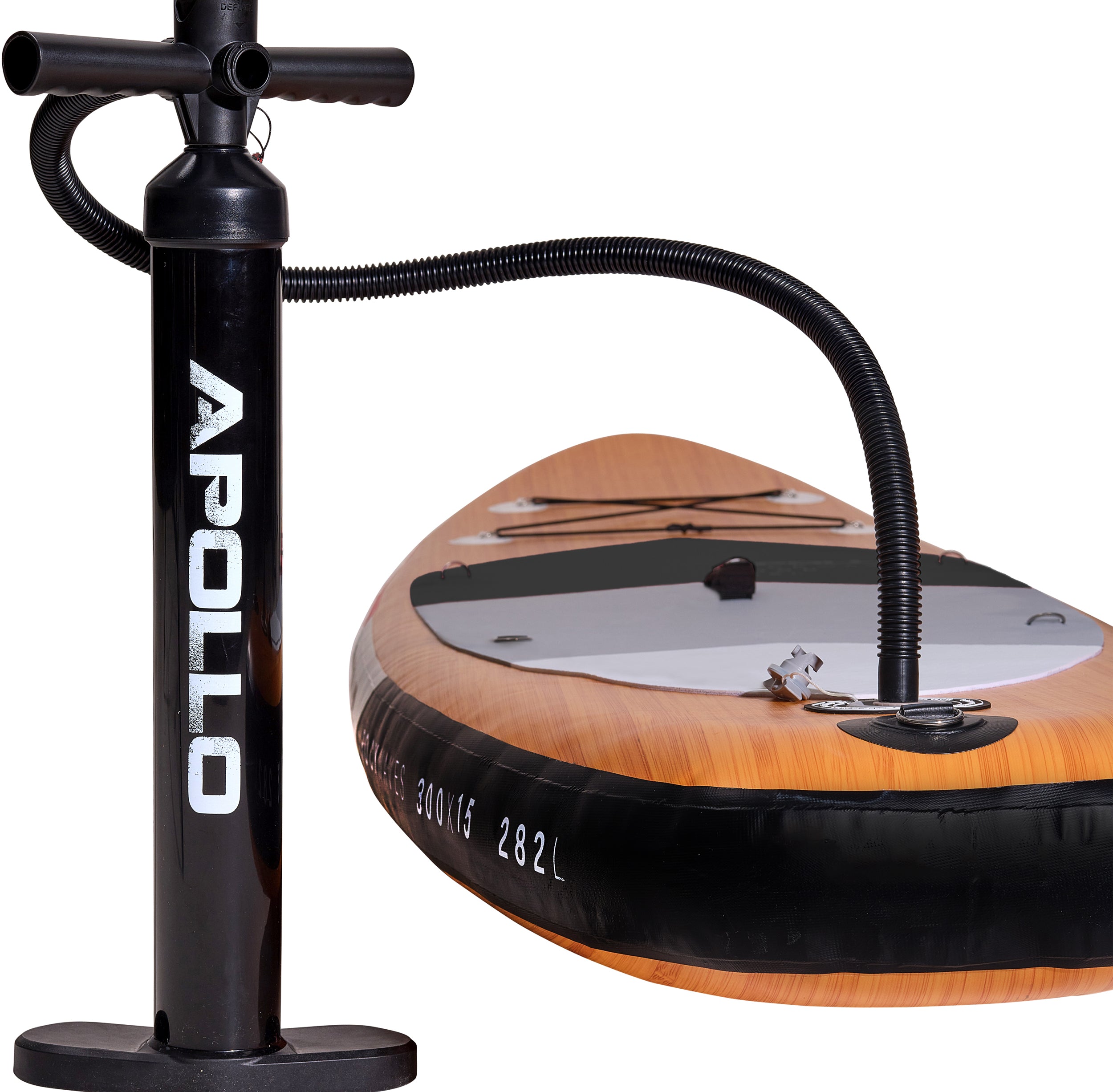 Apollo Funsport PL - Zestaw kompletny deska SUP - Nadmuchiwany Stand Up Paddle Board - Drewniany - Wood Black