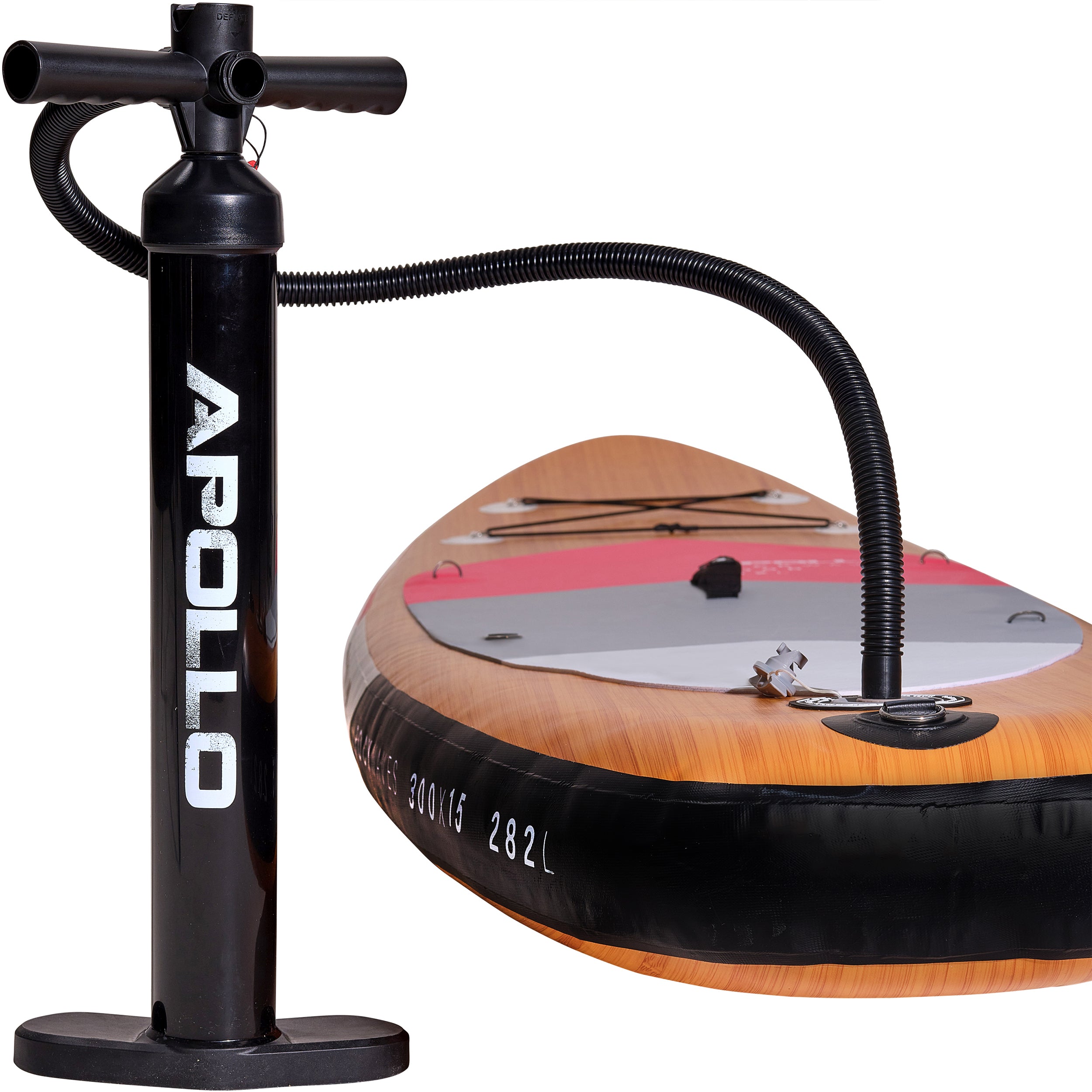 Apollo Funsport PL - Zestaw kompletny deska SUP - Nadmuchiwany Stand Up Paddle Board - Drewniany - Wood Pink
