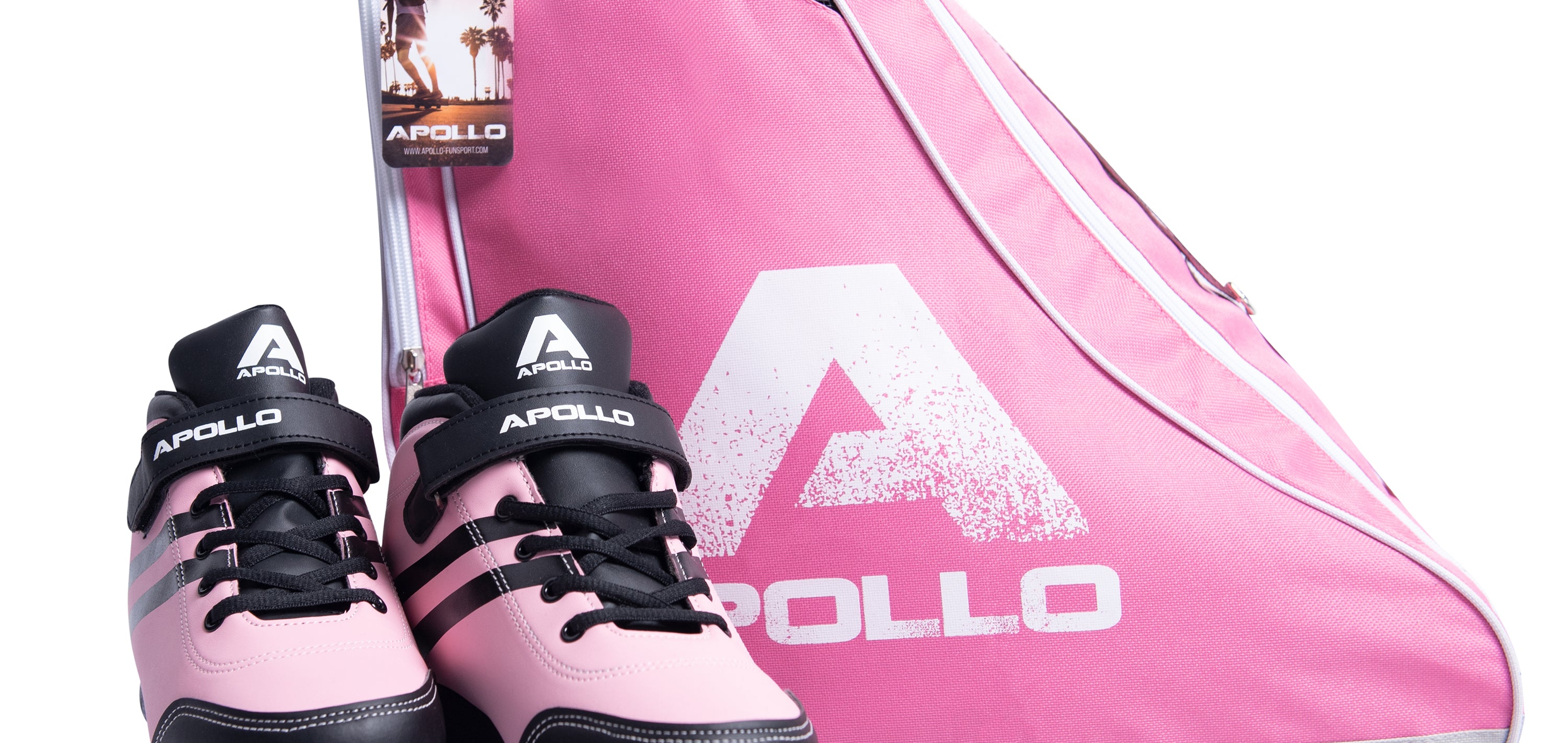 Apollo Funsport PL - Apollo torba na wrotki, łyżwy, rolki i inne - Różowy Szary