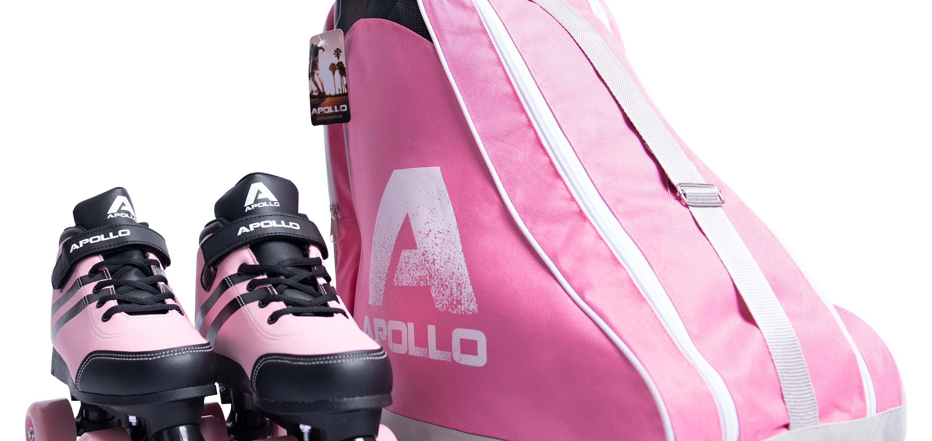 Apollo Funsport PL - Apollo torba na wrotki, łyżwy, rolki i inne - Różowy Szary