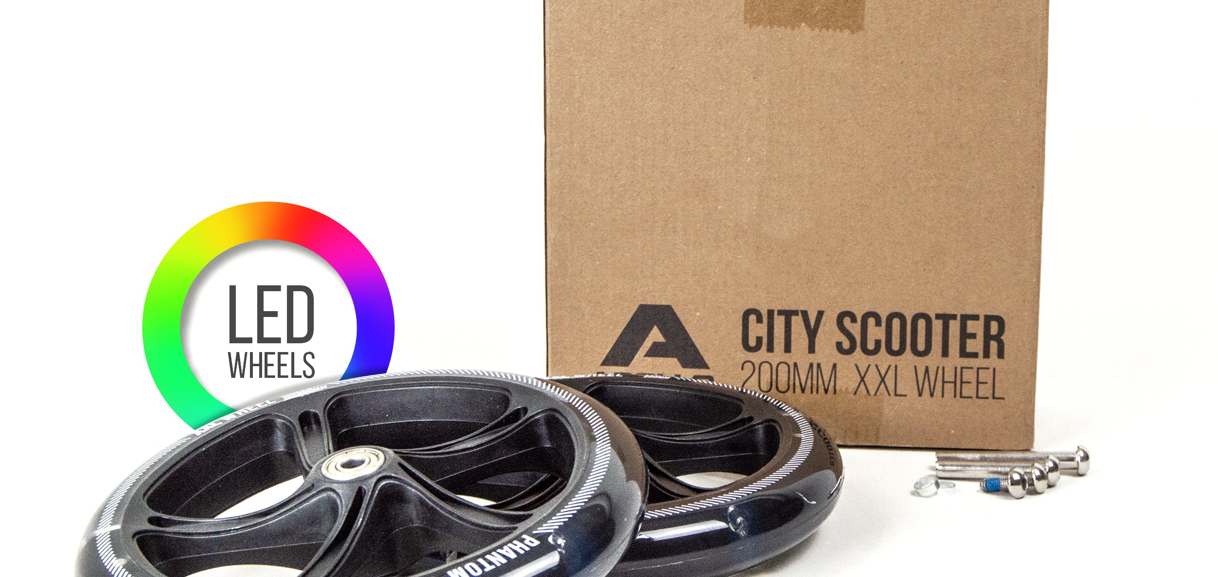 Apollo - 200 mm zestaw zapasowych kół do City Scooter - Phantom / Spectre - LED Czarny Transparent