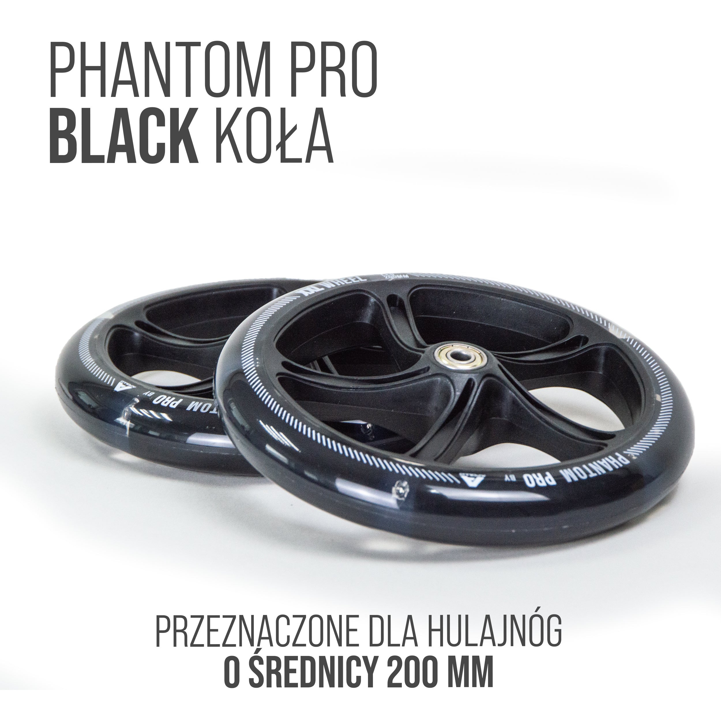 Apollo - 200 mm zestaw zapasowych kół do City Scooter - Phantom / Spectre - LED Czarny Transparent