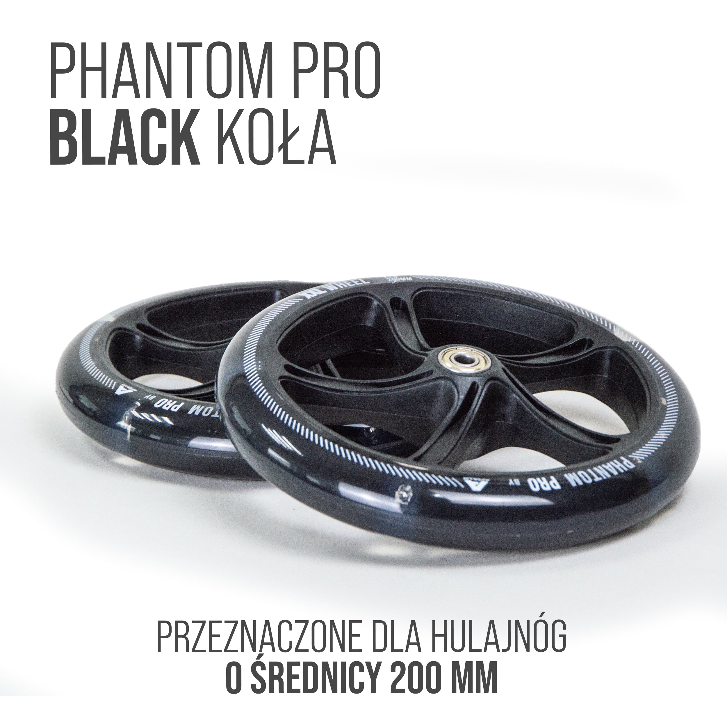 Apollo - 200 mm zestaw zapasowych kół do City Scooter - Phantom / Spectre - LED Czarny Transparent