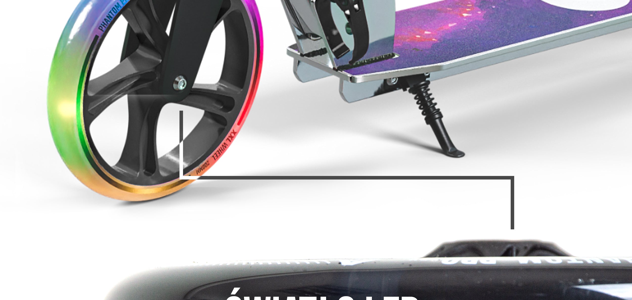 Apollo - 200 mm zestaw zapasowych kół do City Scooter - Phantom / Spectre - LED Czarny Transparent