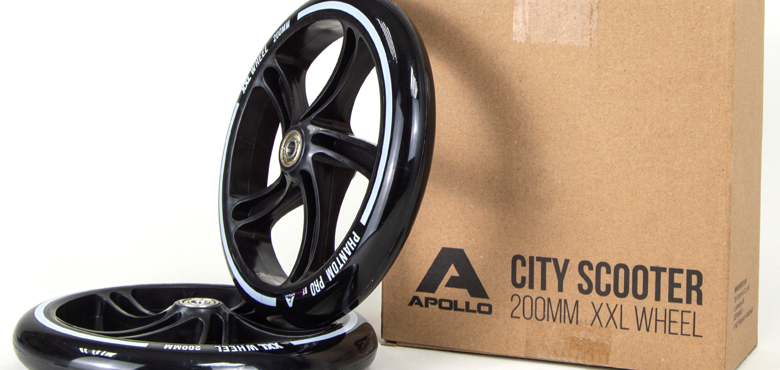 Apollo - 200 mm zestaw zapasowych kół do City Scooter - Phantom / Spectre - Czarny