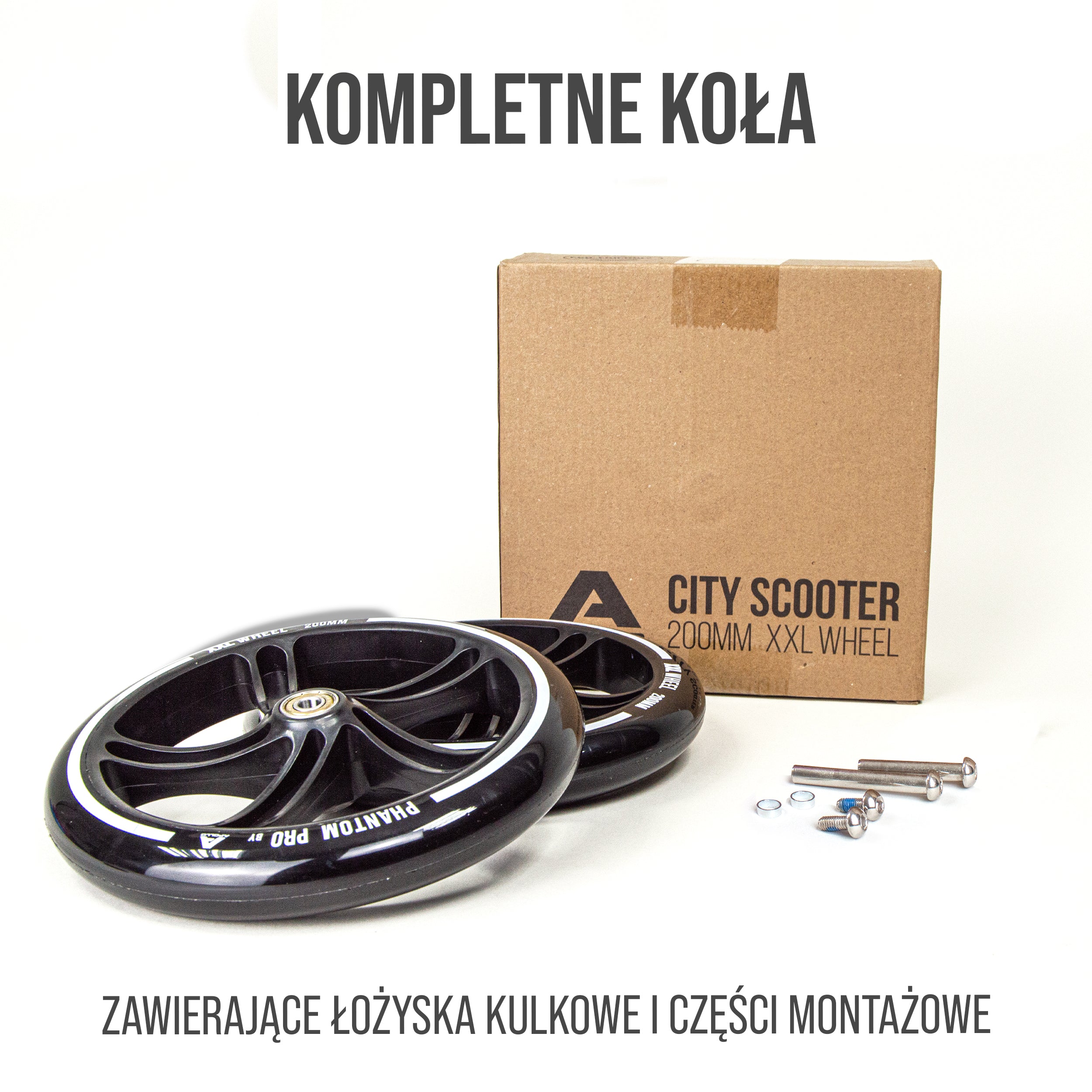 Apollo - 200 mm zestaw zapasowych kół do City Scooter - Phantom / Spectre - Czarny